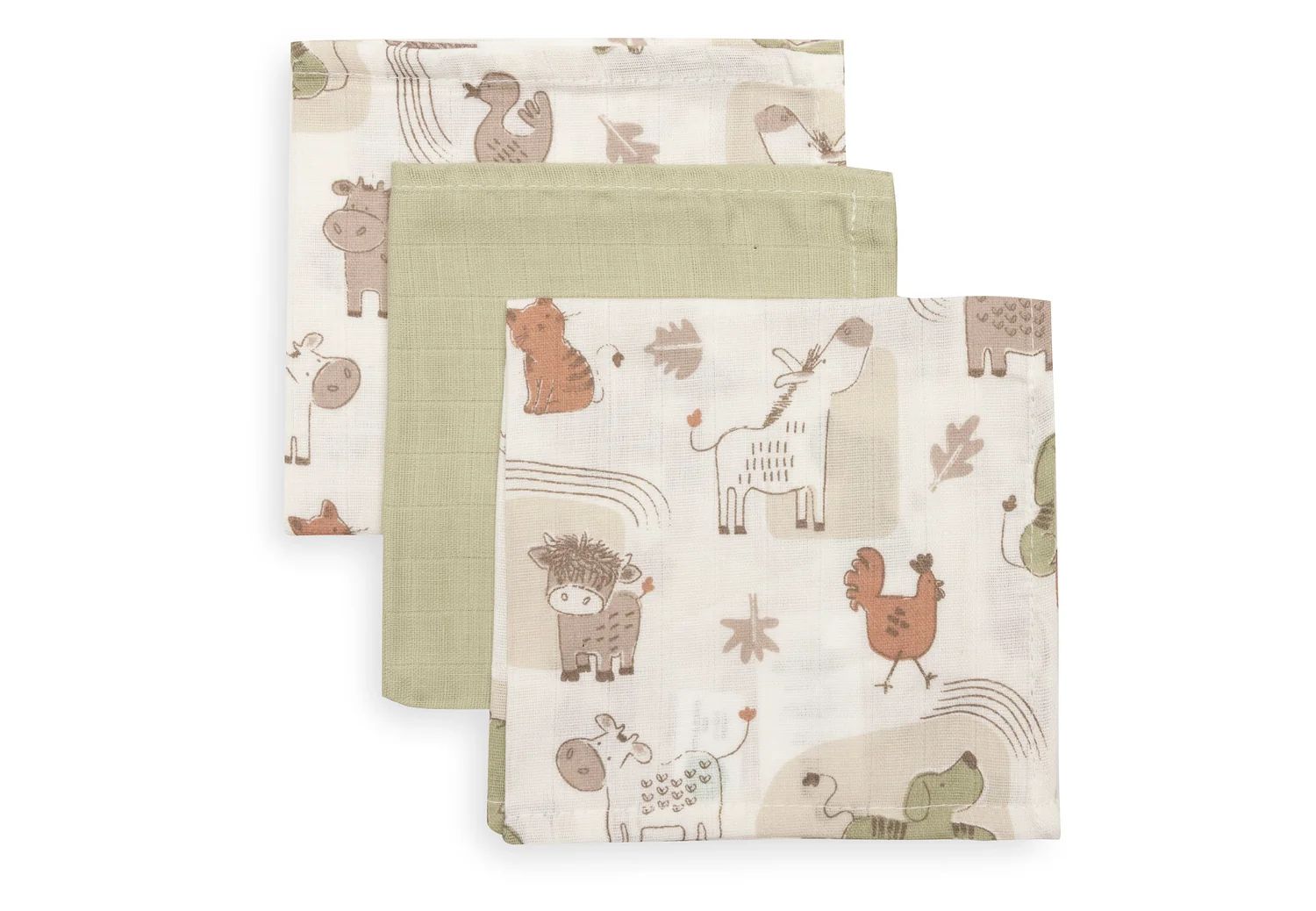 Jollein Spucktuch Hydrophil 31x31 cm Barn Buddies Farmtiere 3 Stk