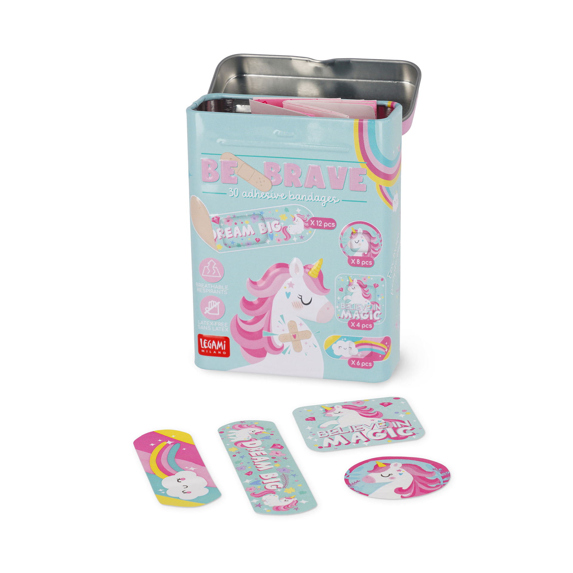 Legami 30 Bedruckte Pflaster Kinderpflaster Be Brave Unicorn Einhorn