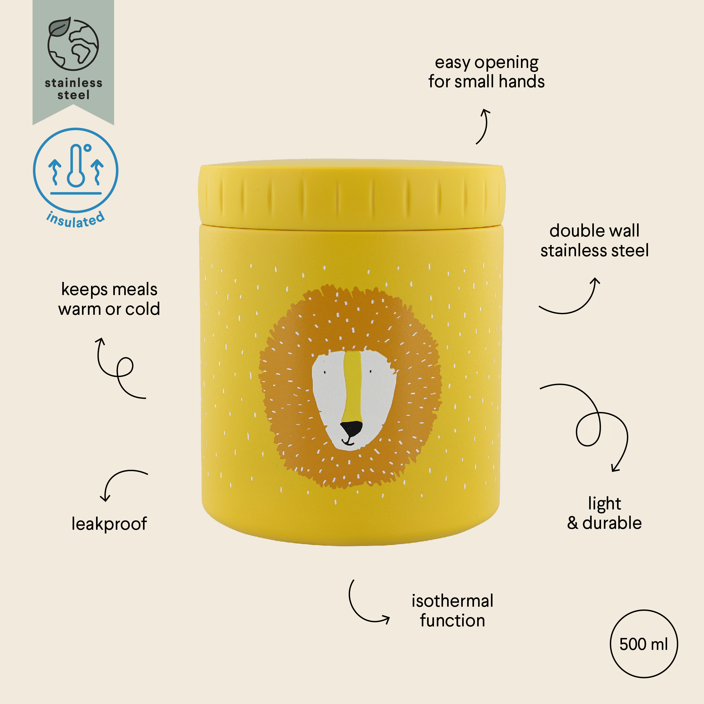 Trixie Isolierbehälter Lunchbox aus Edelstahl Mr Lion Löwe gelb 300 ml Trixie Isolierbehälter Lunchbox aus Edelstahl Mr Lion Löwe gelb 300 ml