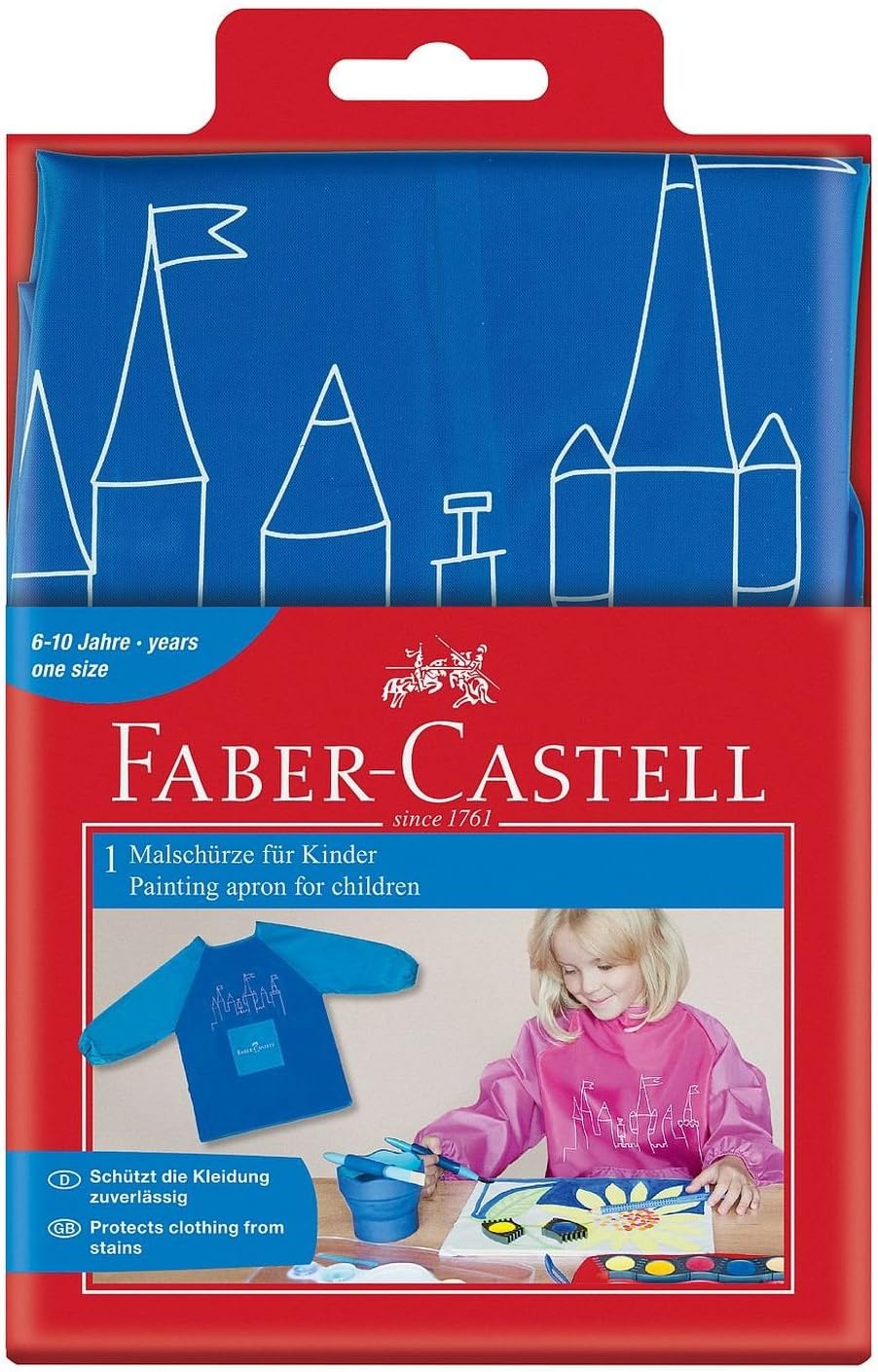 Faber Castell Malschürze mit Ärmel für Kinder 6-10 Jahre blau