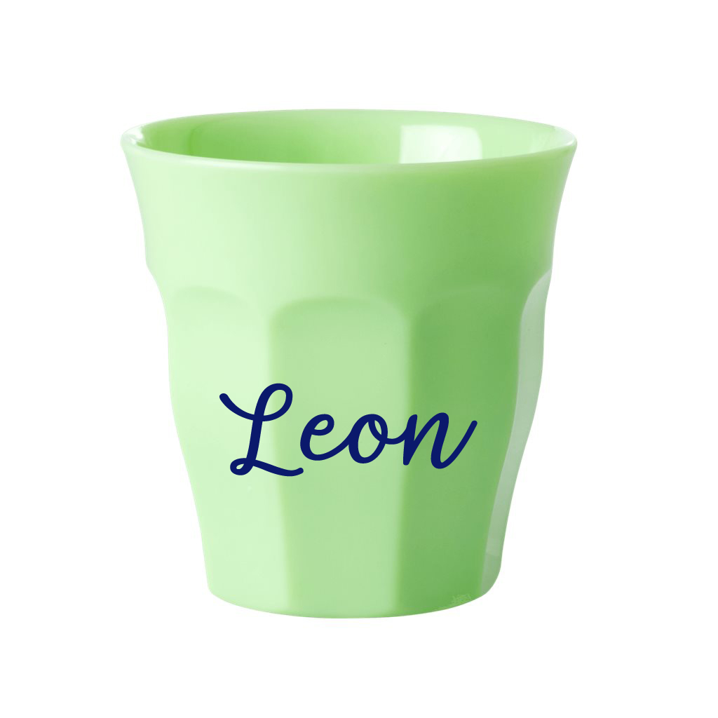 Elfenstall Rice Becher mit Wunsch-Namen personalisiert Neon Grün Medium