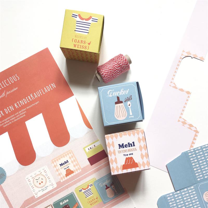 Life is Delicious Bastelbogen DIY Verpackungen für Kinderkaufladen