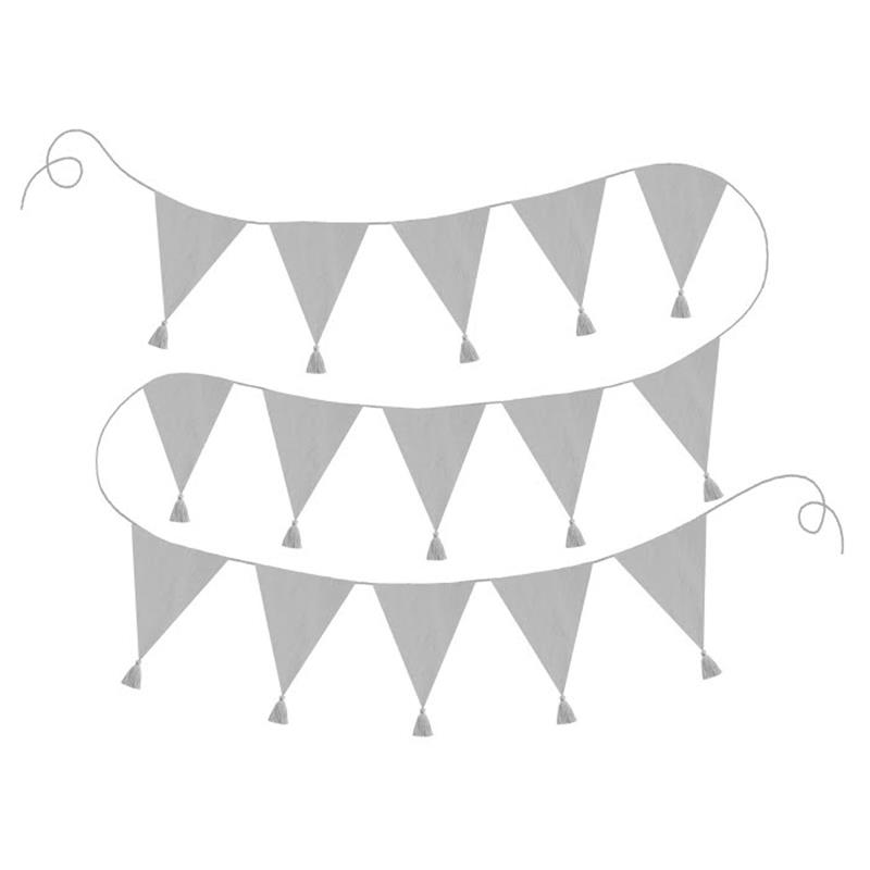 JaBaDaBaDo Stoff-Wimpelkette Girlande grey grau, 4 meter