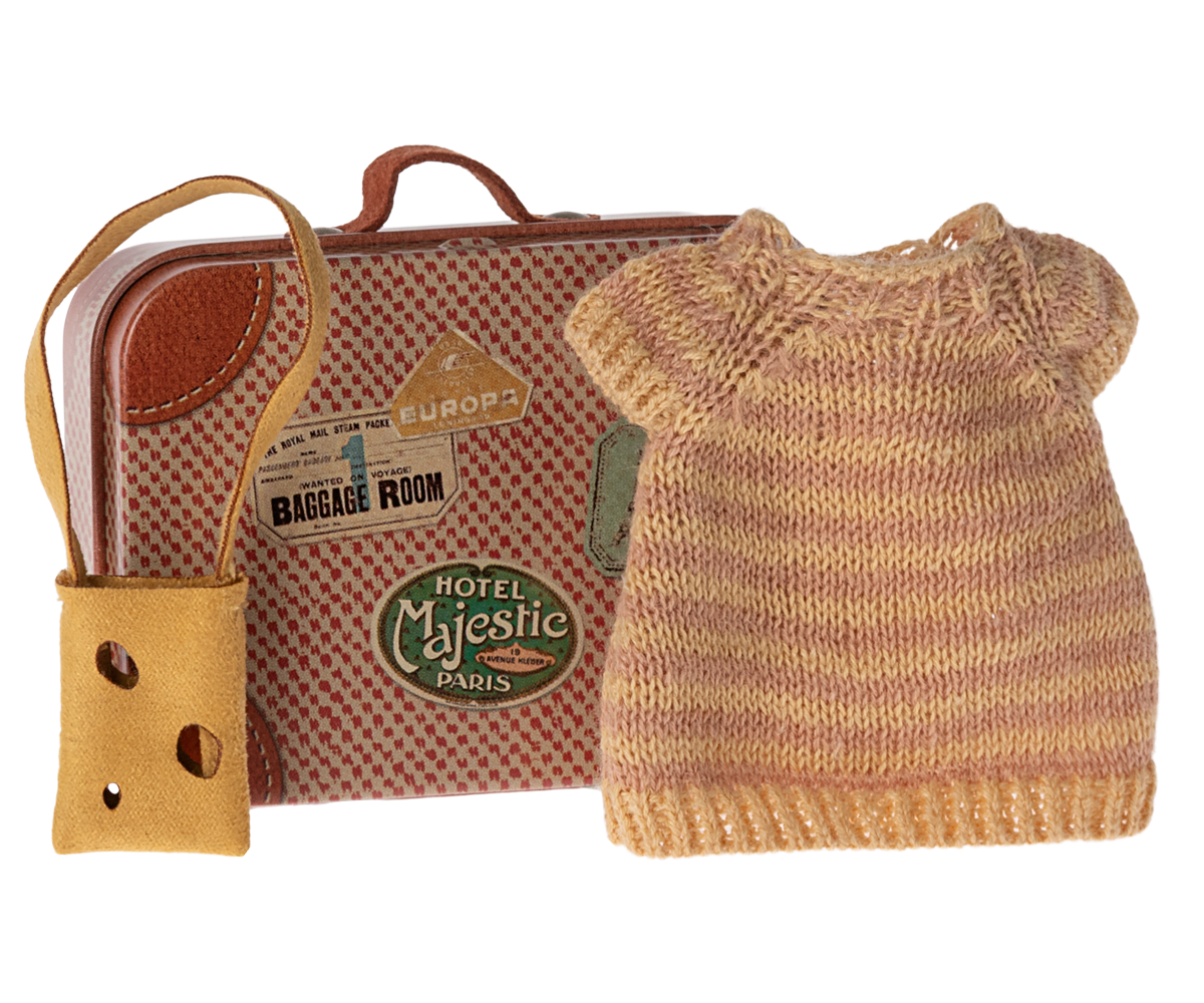 Maileg Gestricktes Kleid und Tasche im Koffer Große Schwester Maus