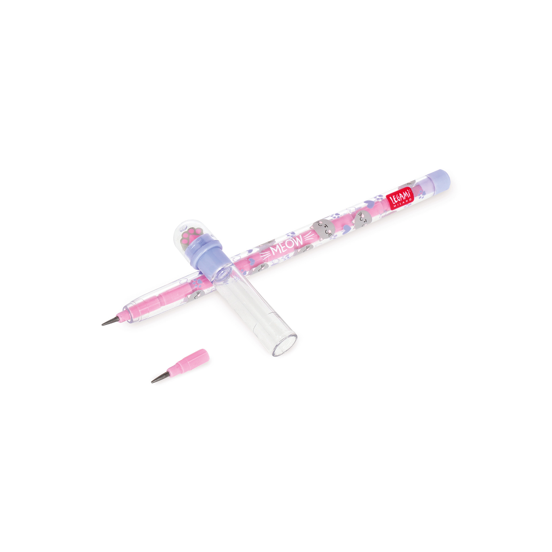 Legami Stapelbarer Bleistift mit Radiergummi Take a Tip Kitty Katze