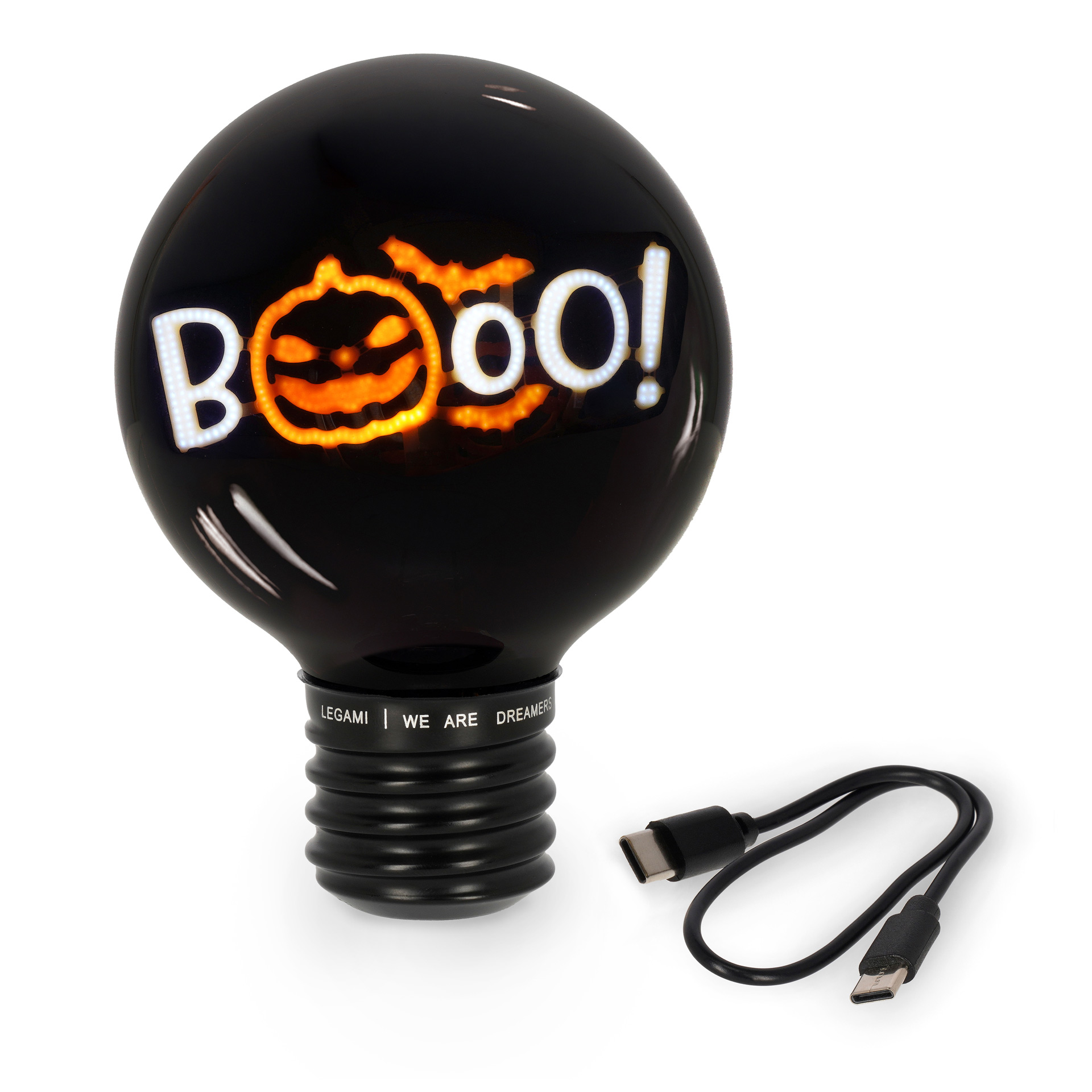 Legami Tischlampe in Glühbirnendesign Bulb Fiction Pumpkin Booo