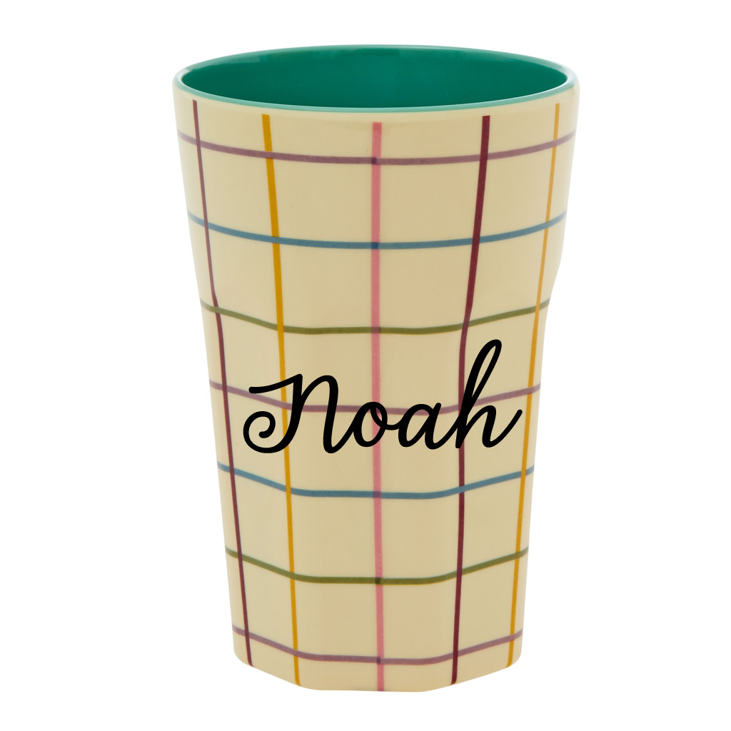 Elfenstall Rice Becher mit Wunsch-Namen personalisiert Large Check Print Elfenstall Rice Becher mit Wunsch-Namen personalisiert Large Check Print