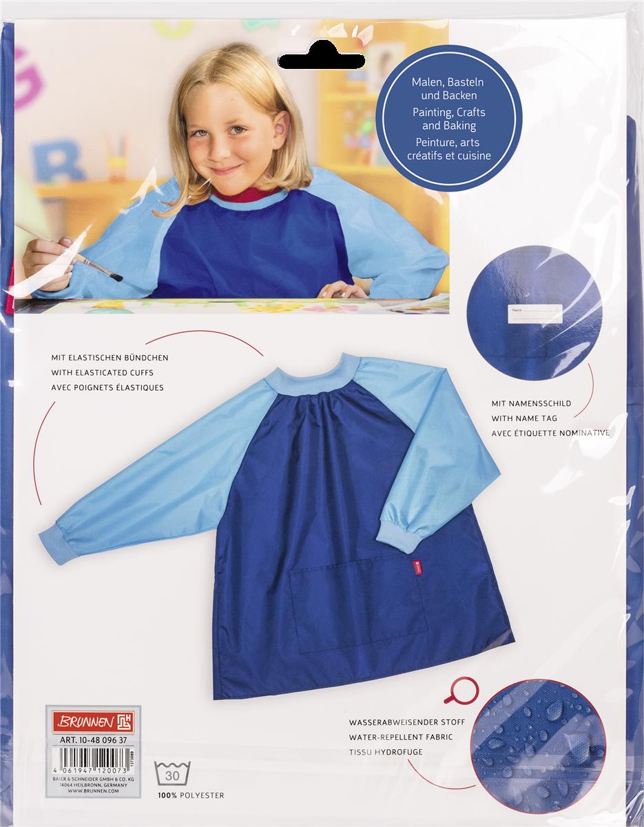 Brunnen Bastel- und Werkschürze Kinderschürze mit Ärmeln blau
