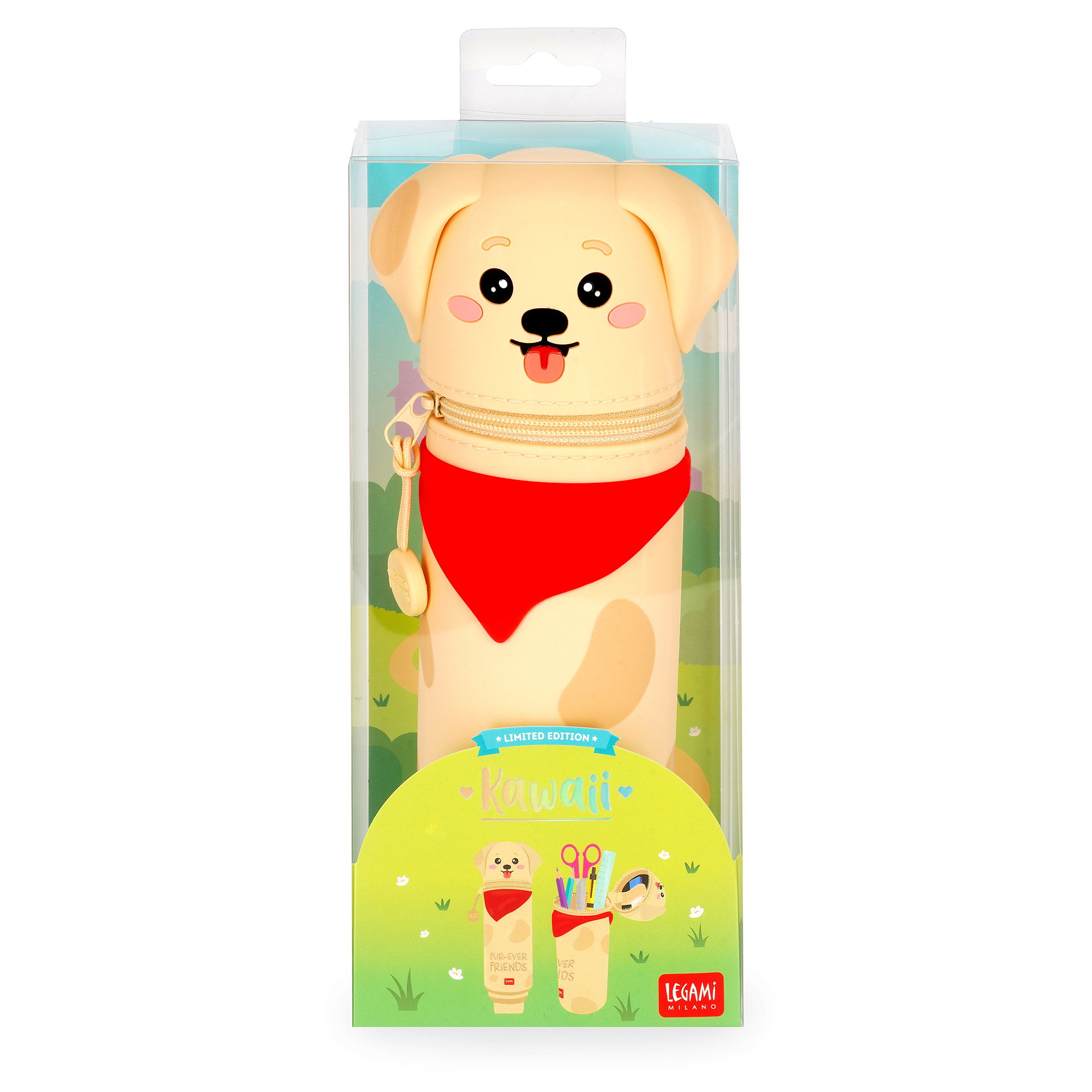Legami 2 in 1 Federmäppchen aus Silikon Kawaii Golden Retriever