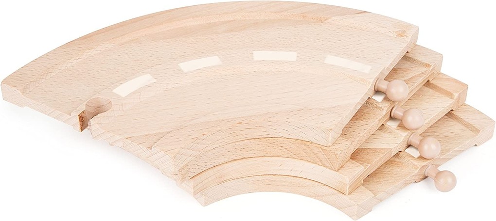 Small Foot Straßen Set 2 spurige Kurve aus Holz, 4 Stück