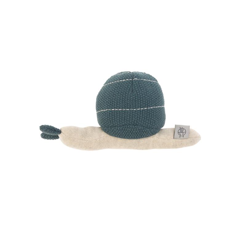 Lässig Strick Kuscheltier mit Rassel Knitted To Garden Explorer Schnecke blau