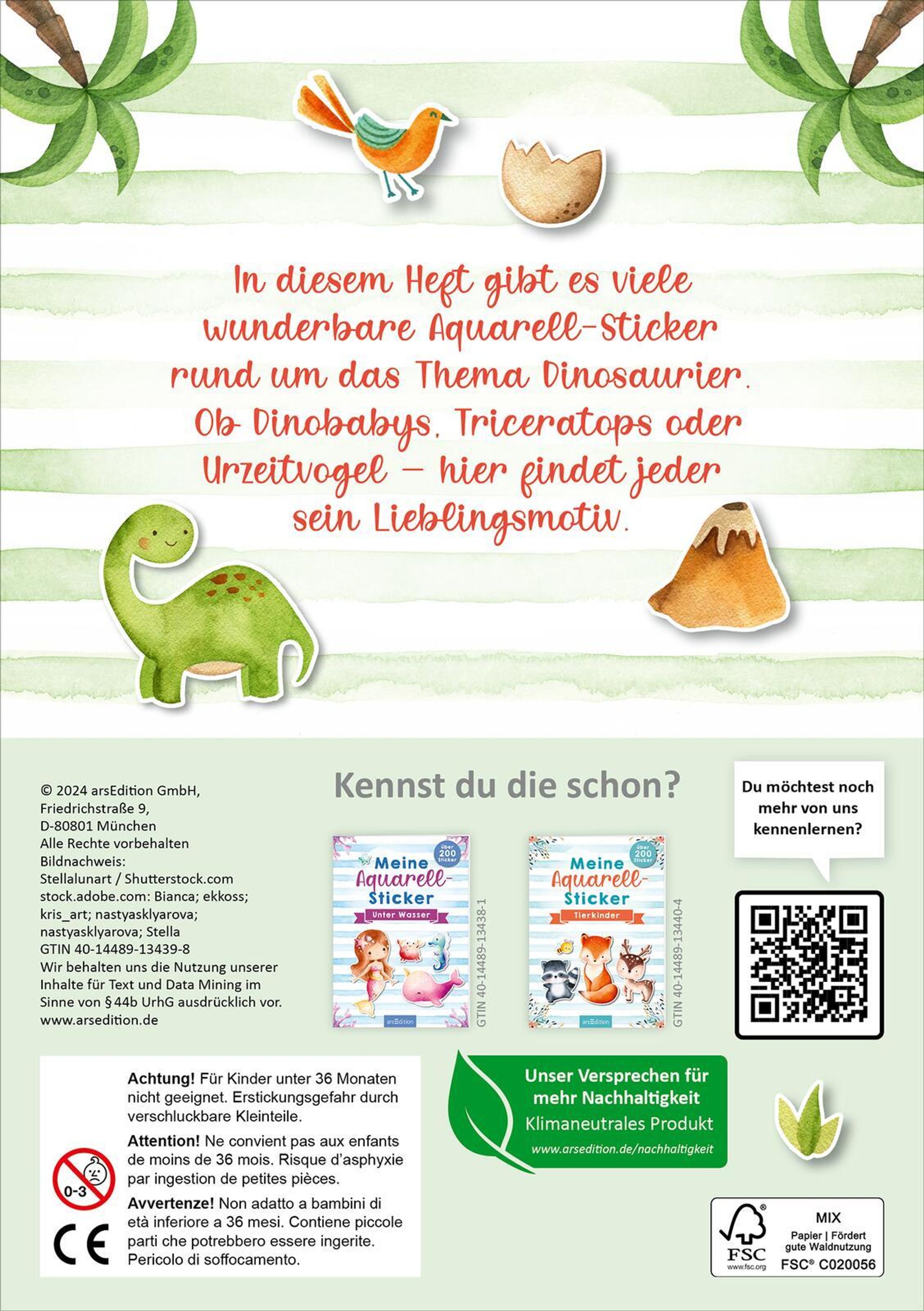 Meine Aquarell Sticker mit über 200 Sticker Dinosaurier