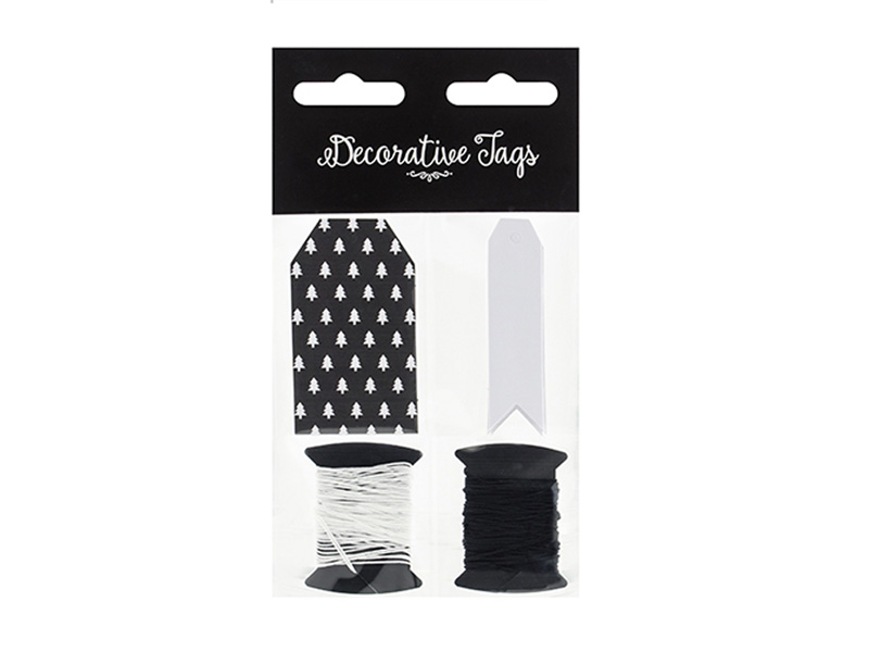 Geschenkeanhänger Anhänger Tannen schwarz weiß mit Kordeln 2er Set Geschenkeanhänger Anhänger Tannen schwarz weiß mit Kordeln 2er Set