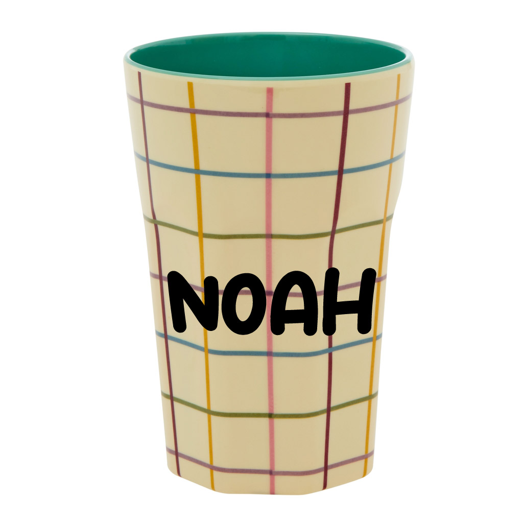 Elfenstall Rice Becher mit Wunsch-Namen personalisiert Large Check Print Elfenstall Rice Becher mit Wunsch-Namen personalisiert Large Check Print