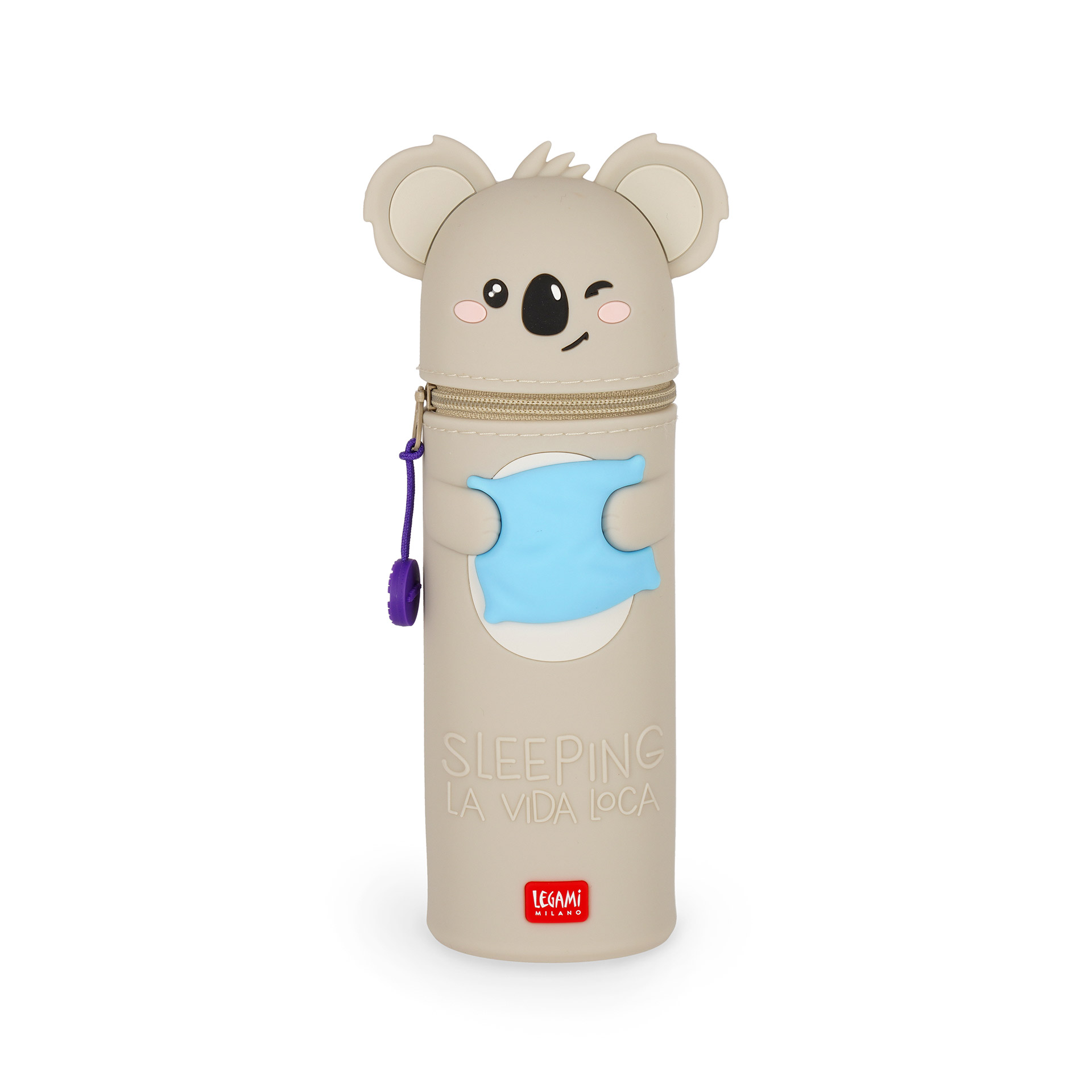 Legami 2 in 1 Federmäppchen Silikon Kawaii Sleeping la Vida Loca Koala