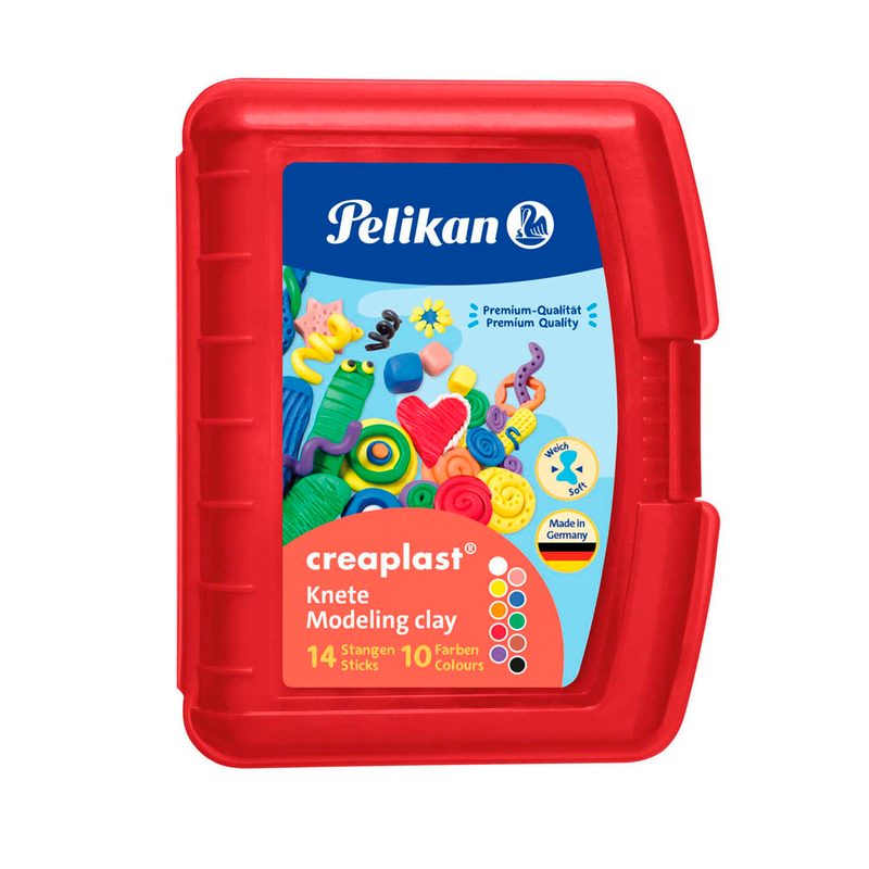 Pelikan Knete Knetmasse Creaplast 14 Stangen 10 Farben Rote Box