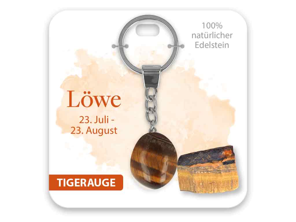 Edelstein Schlüsselanhänger Tigerauge Sternzeichen Löwe