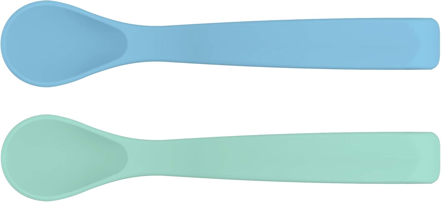 EcoViking Baby-Löffel aus Silikon 2 er Set blau + mint grün