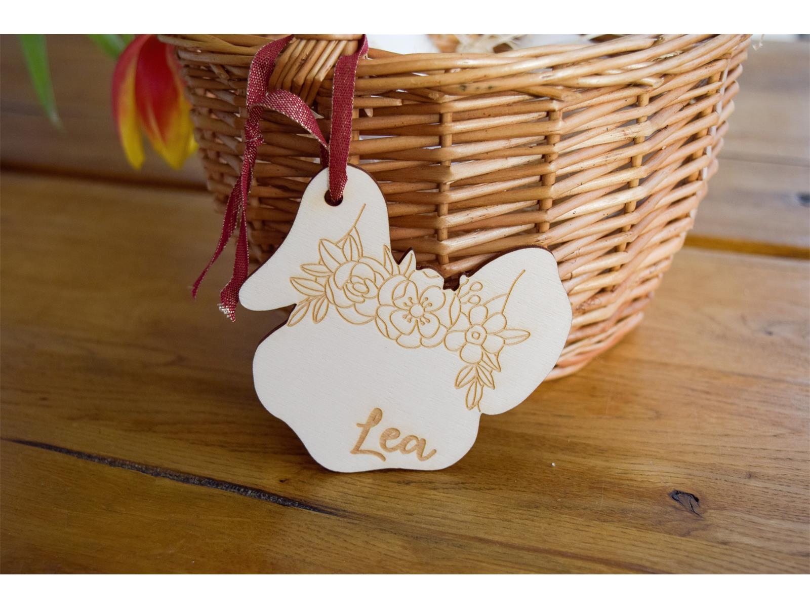 Personalisiertes Holzschild Hase mit Wunschnamen, 8,5 cm Junge