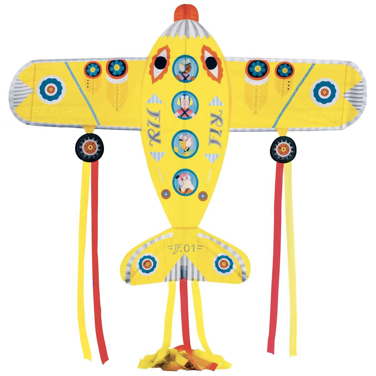 Djeco Maxi Drachen Motiv Flugzeug gelb