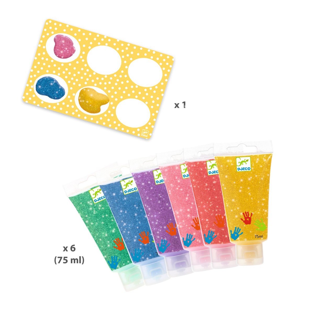 Djeco Fingerfarben Fingermalfarben Glitzer mit 6 verschiedenen Farben