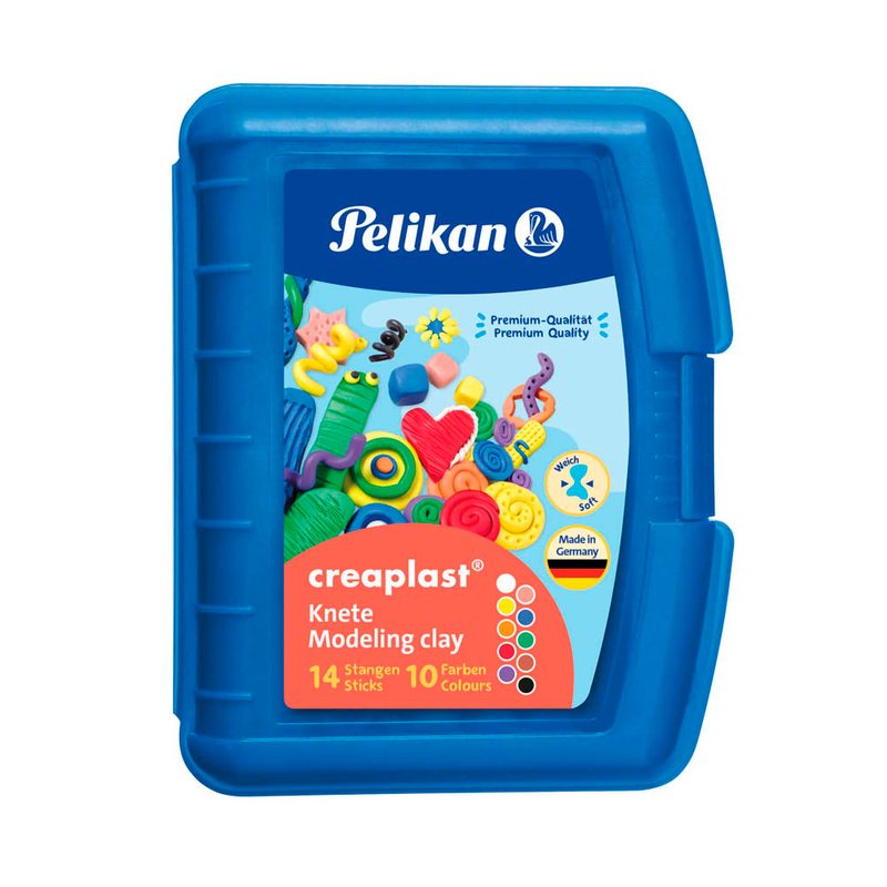 Pelikan Knete Knetmasse Creaplast 14 Stangen 10 Farben Blaue Box