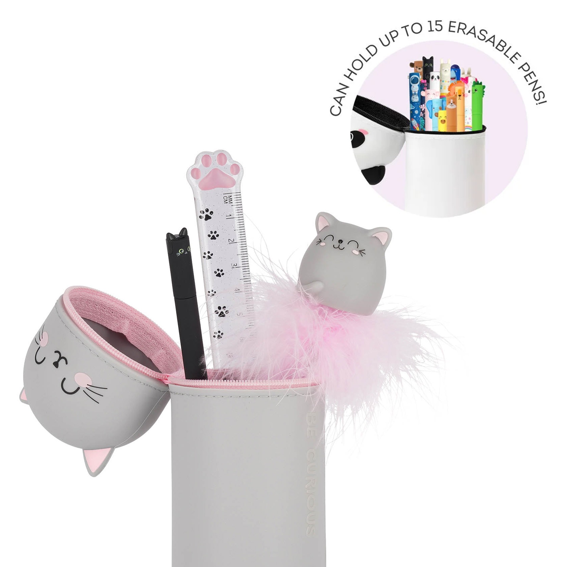 Legami 2 in 1 Federmäppchen aus Silikon Kawaii Kitty Katze