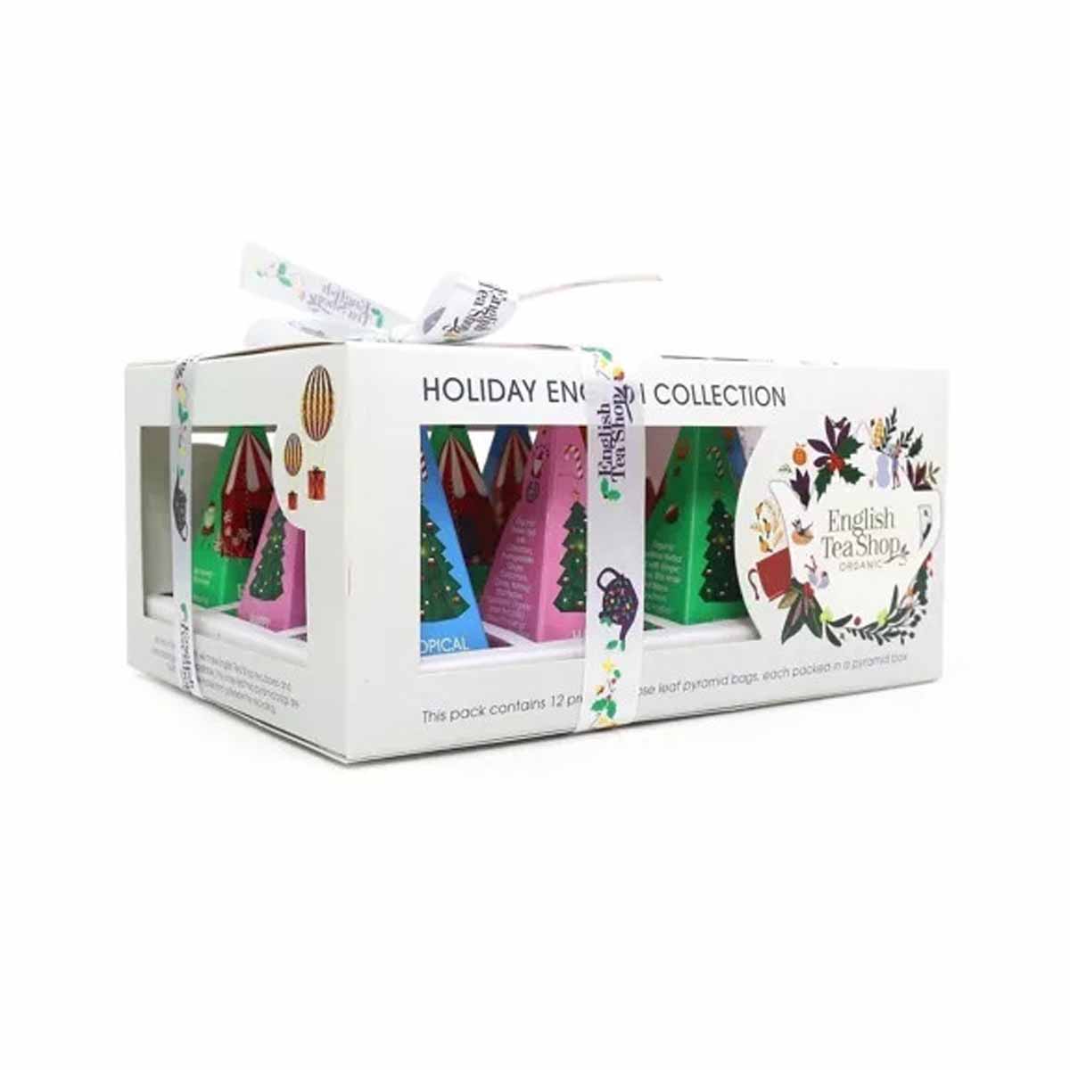 English Tea Shop Teegeschenk mit Schleife Holiday Collection Weiss Bio 12 Pyramidenbeutel
