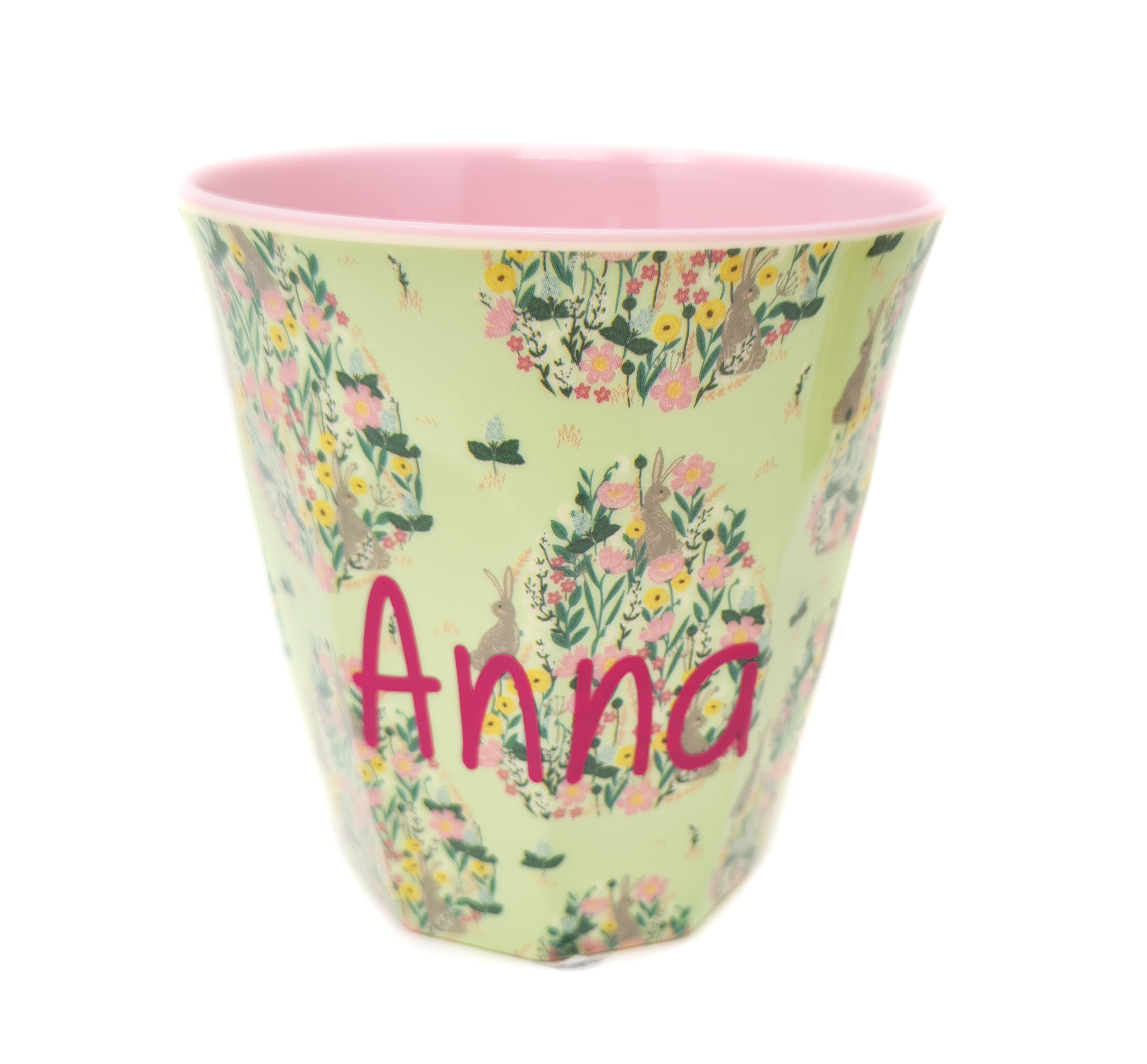Elfenstall Rice Becher mit Wunsch-Namen personalisiert Medium Bunny Hase gelb