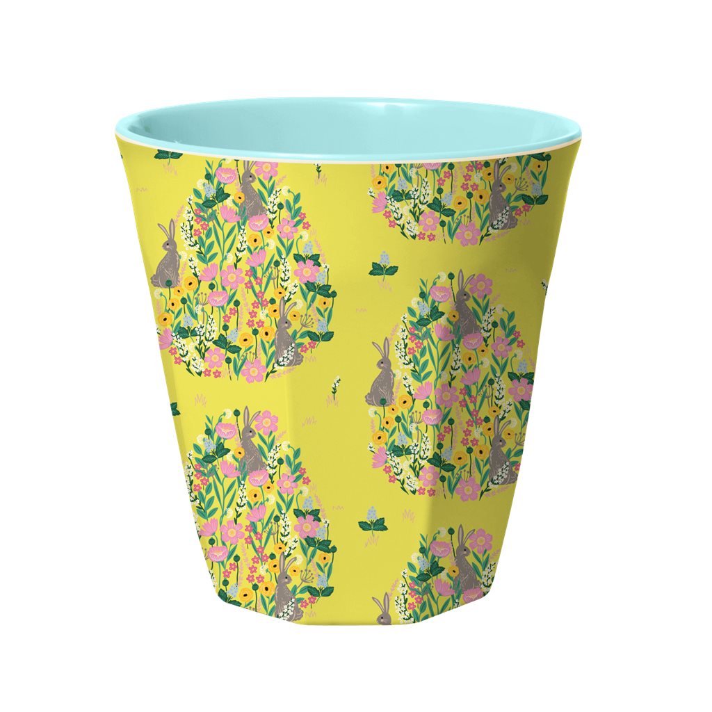 Elfenstall Rice Becher mit Wunsch-Namen personalisiert Medium Bunny Hase gelb