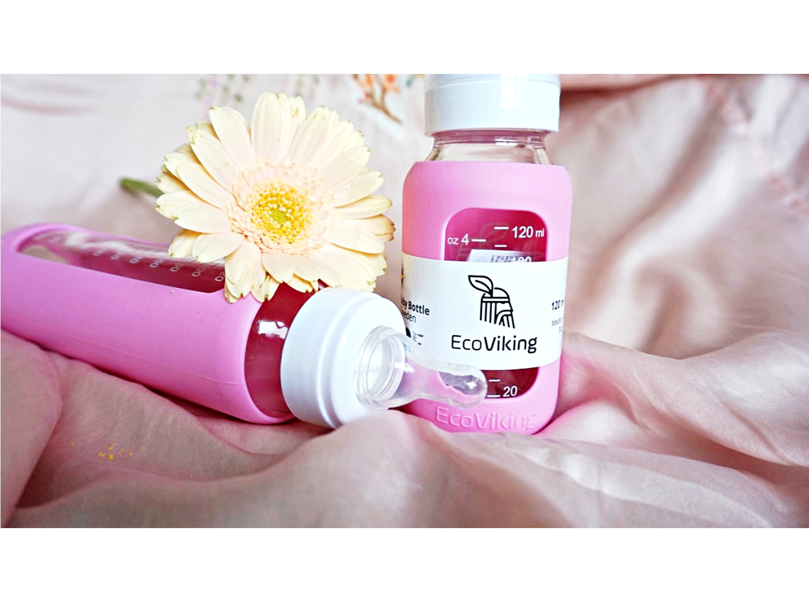 EcoViking Baby Standard Glasfläschchen Pink 120 ml