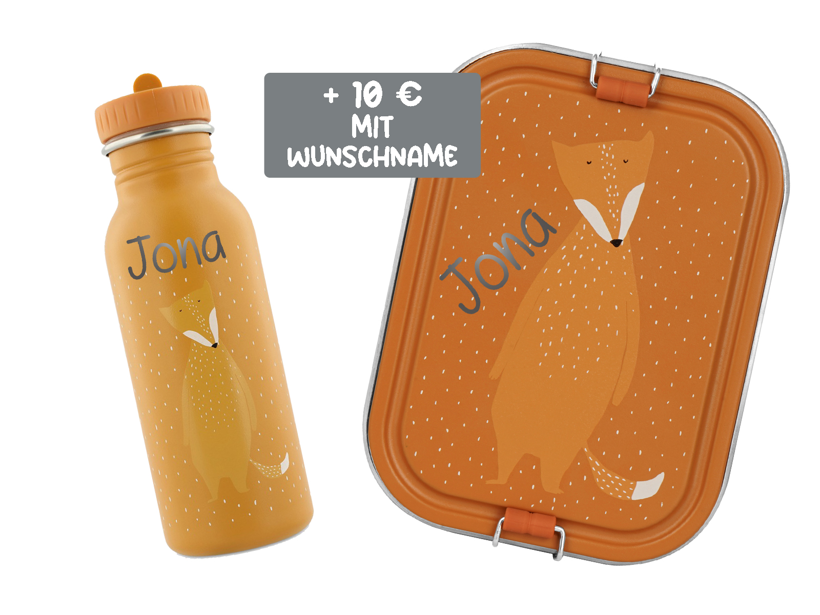 Trixie Baby Brotdose Trinkflasche Set Edelstahl Fuchs Orange Large