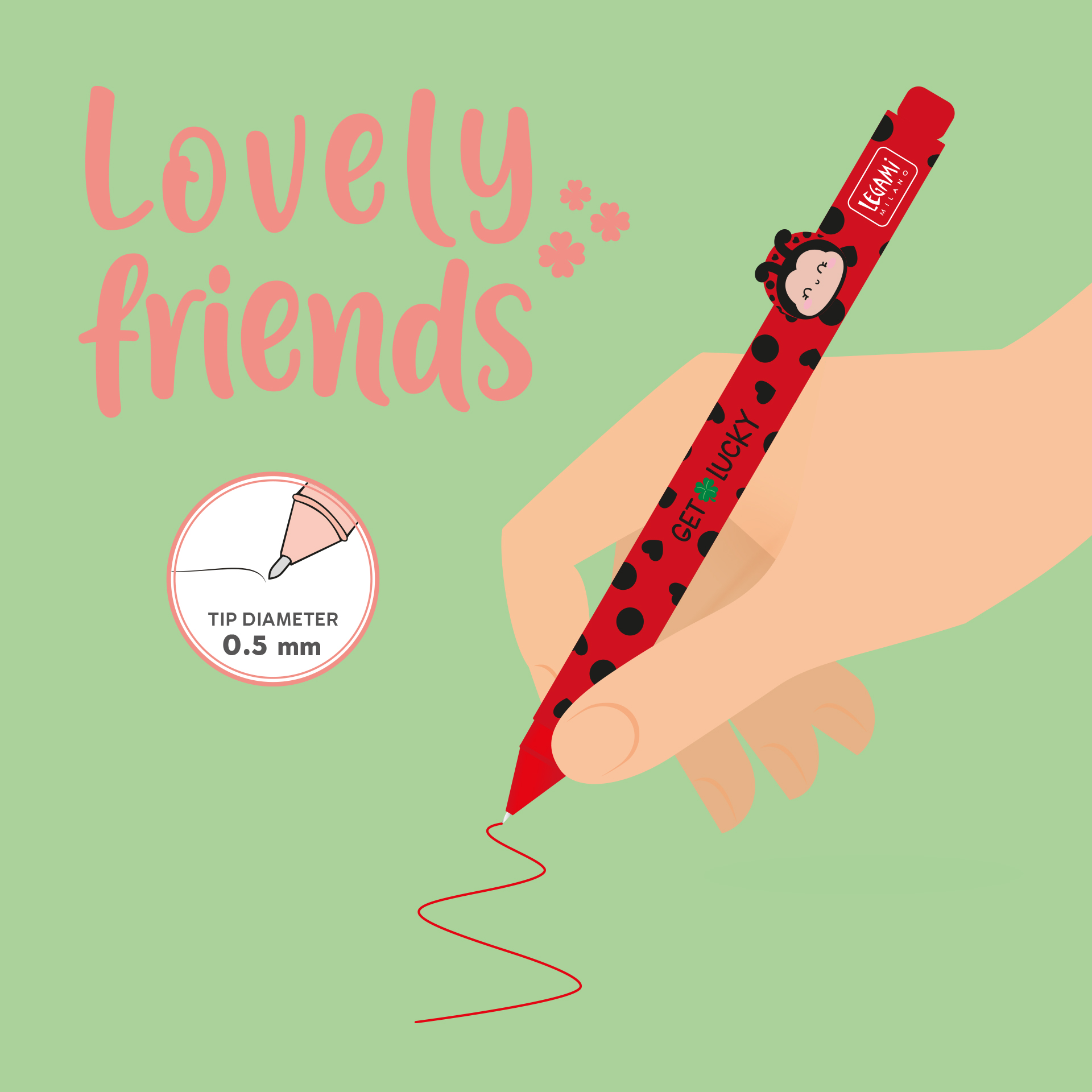 Legami Gel Stift mit Tierdeko Lovely Friends Ladybug Marienkäfer