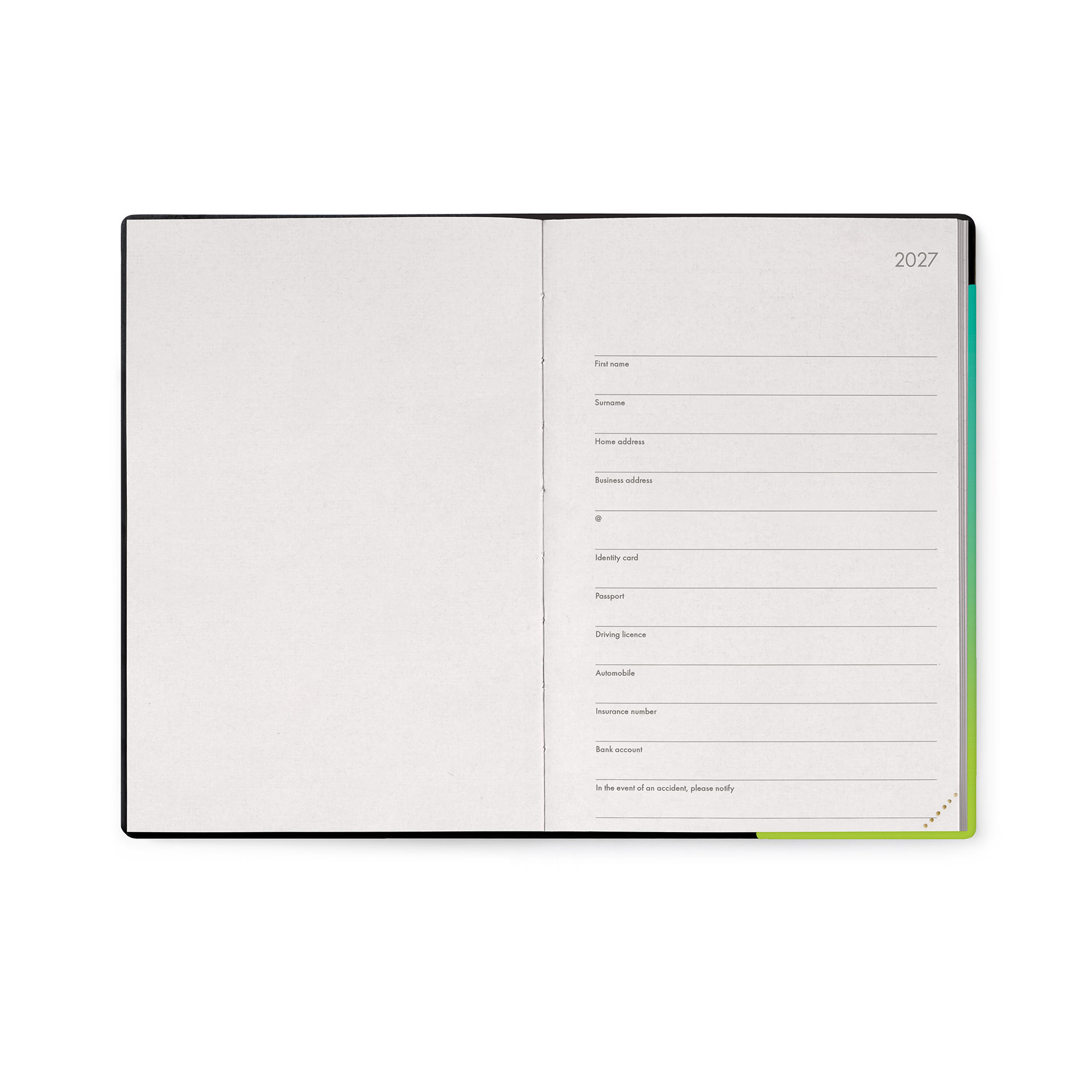 Legami Terminplaner 12 Monate mit Notizbuch M 2027 Shades of Green