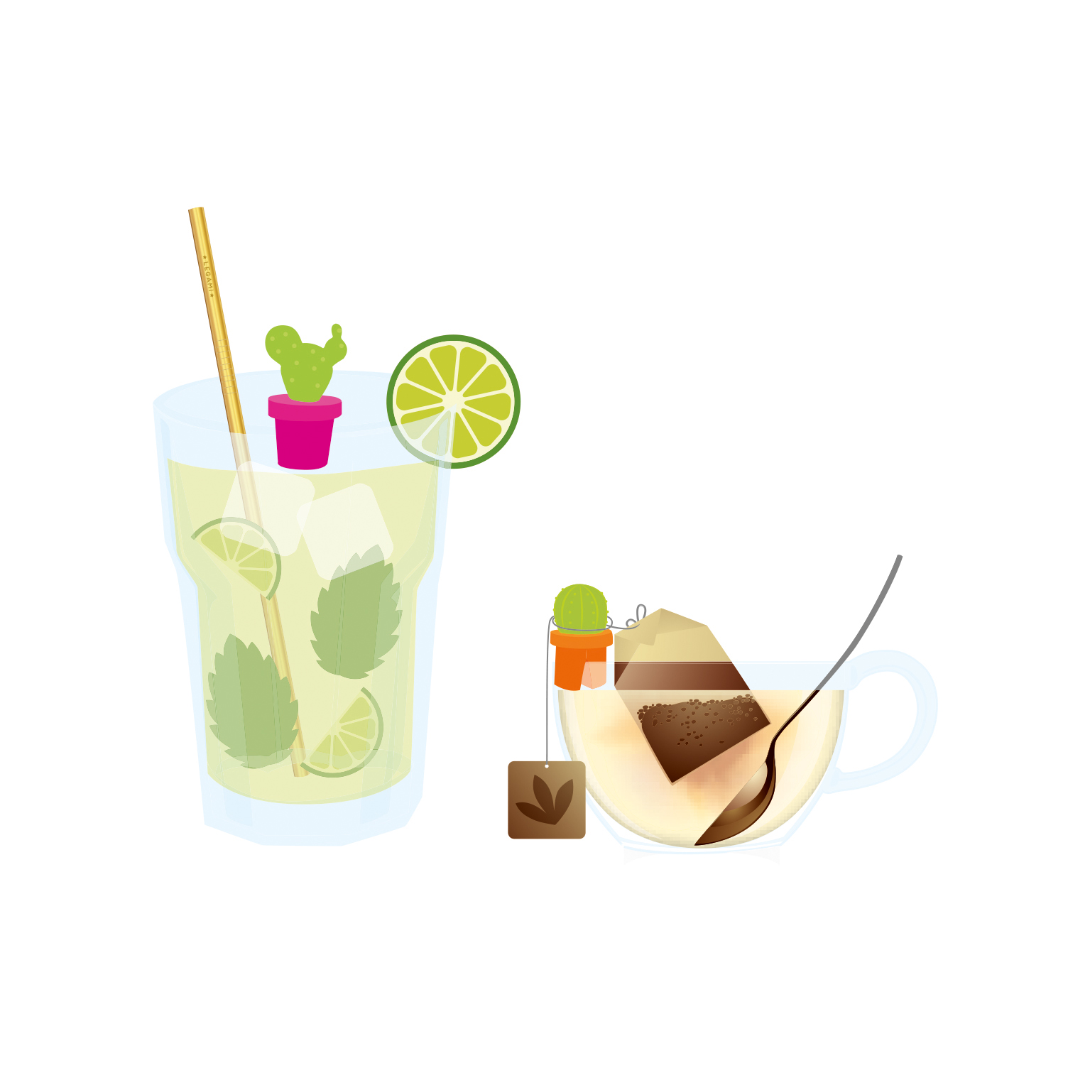 Legami Set mit 6 Glasmarkern Fiesta! Cactus Kaktus