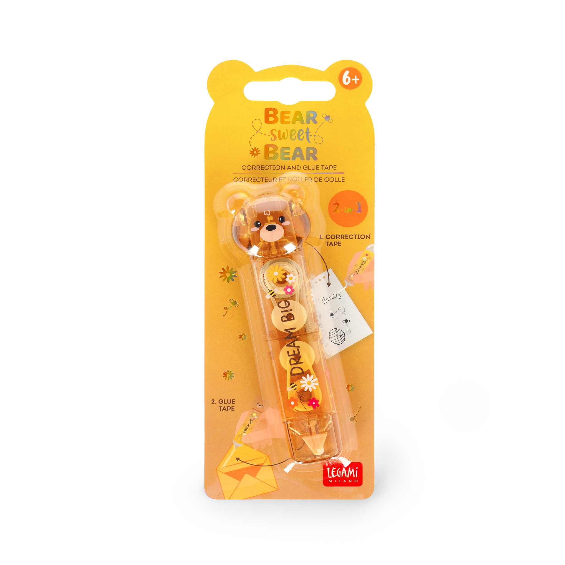 Legami 2-in-1 Korrekturroller und Kleberoller Bear Sweet Bear Bär