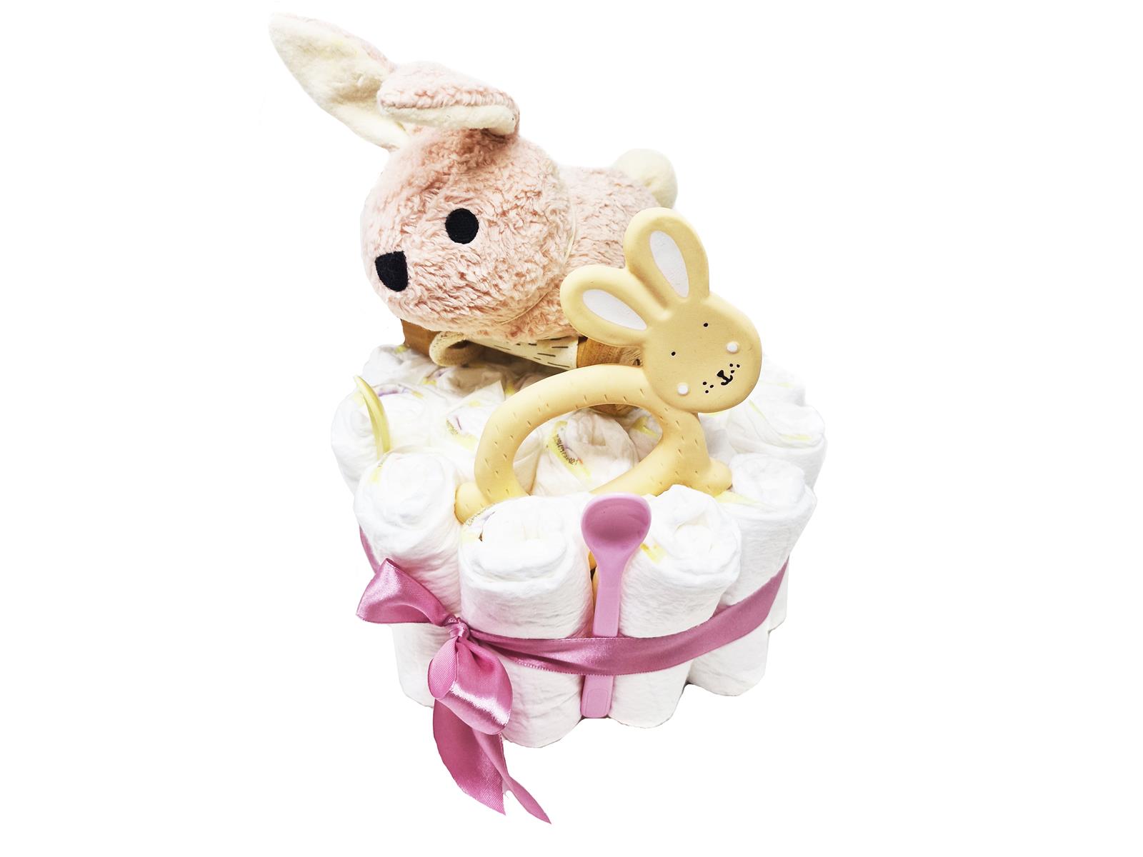 Elfenstall Windeltorte Pamperstorte mit Nachziehtier Hase Kaninchen Elfenstall Windeltorte Pamperstorte mit Nachziehtier Hase Kaninchen