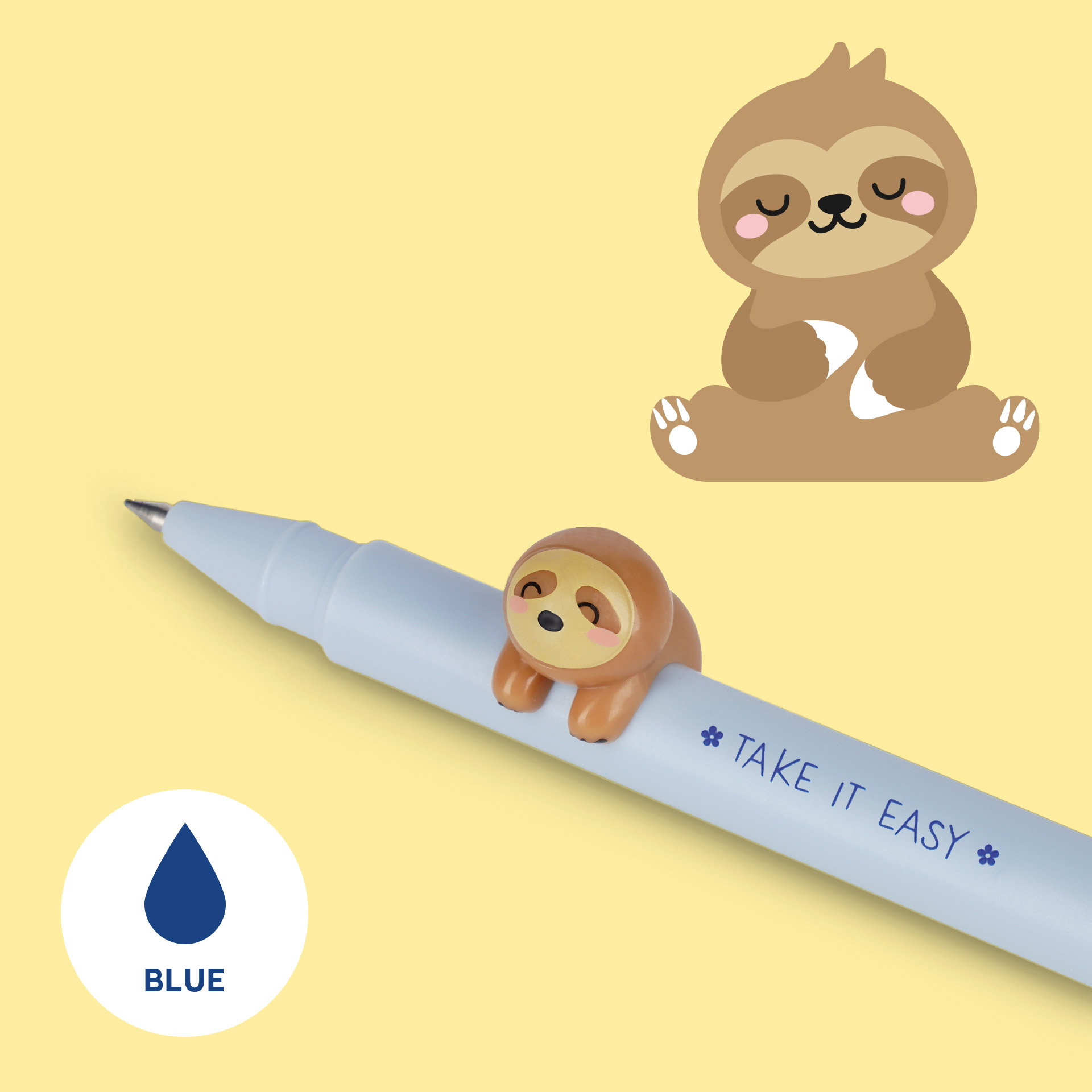 Legami Gel Stift mit Tierdeko Lovely Friends Sloth Faultier
