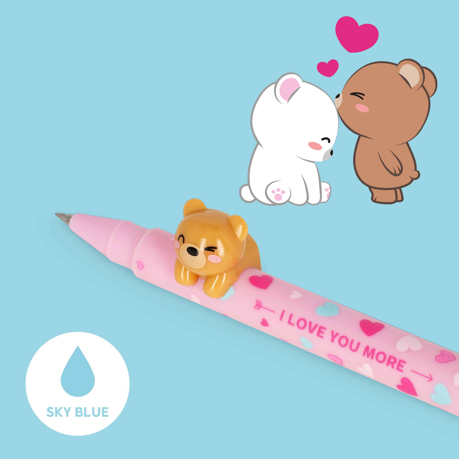 Legami Gel Stift mit Tierdeko Lovely Friends Beary in love 2 Stück