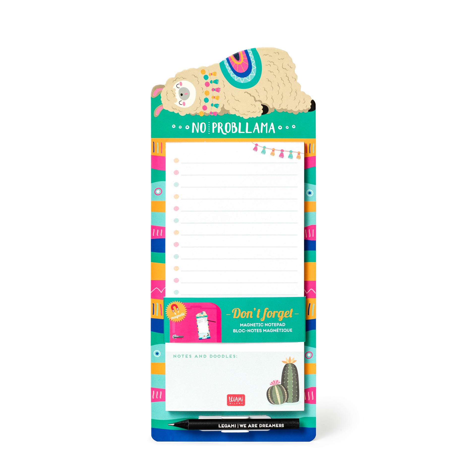 Legami Magnet-Notizblock mit 60 Blättern - Don‘t Forget Lama