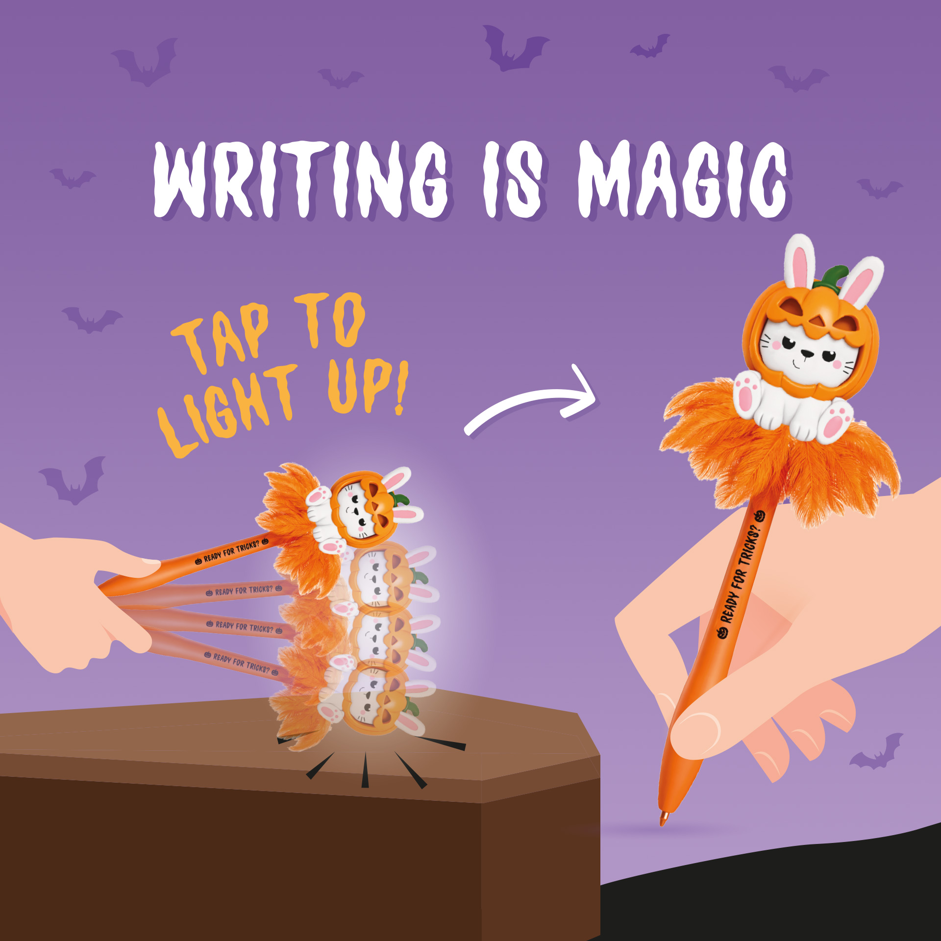 Legami Leuchtender Kugelschreiber Writing is Magic Pumpkin Bunny