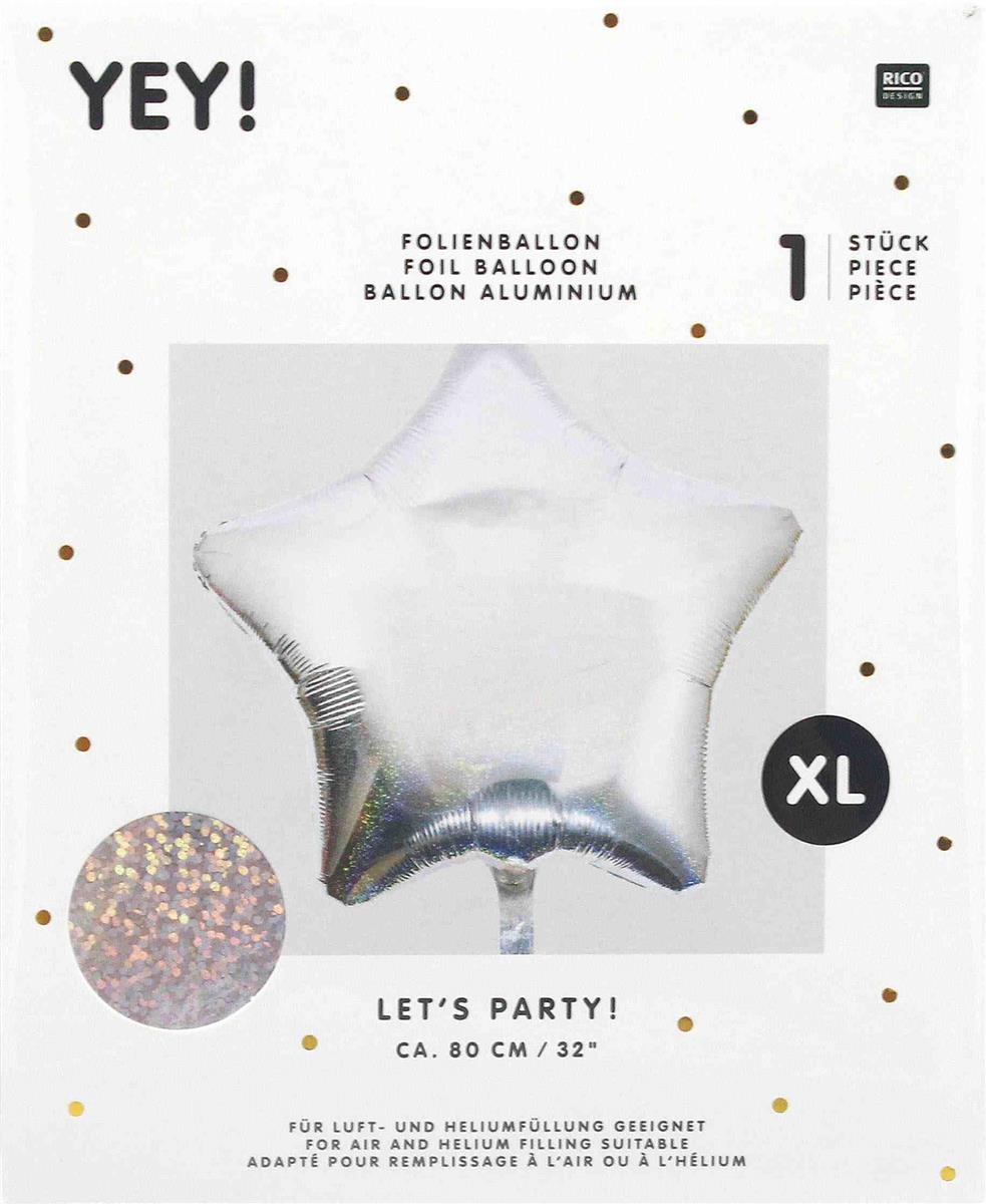 Rico Design Folienballon Glitzer Halographic Stern XL
