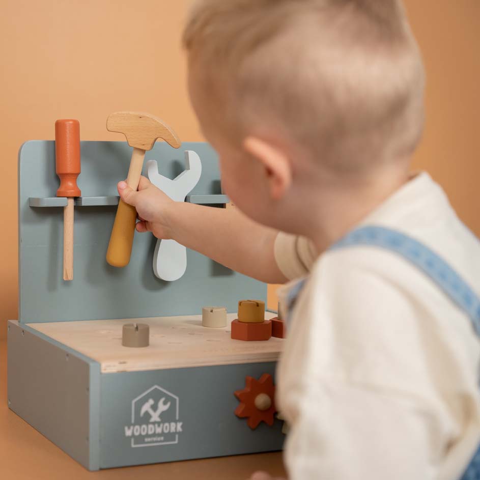 Little Dutch Spiel Mini Werkbank aus Holz blau Little Dutch Spiel Mini Werkbank aus Holz blau