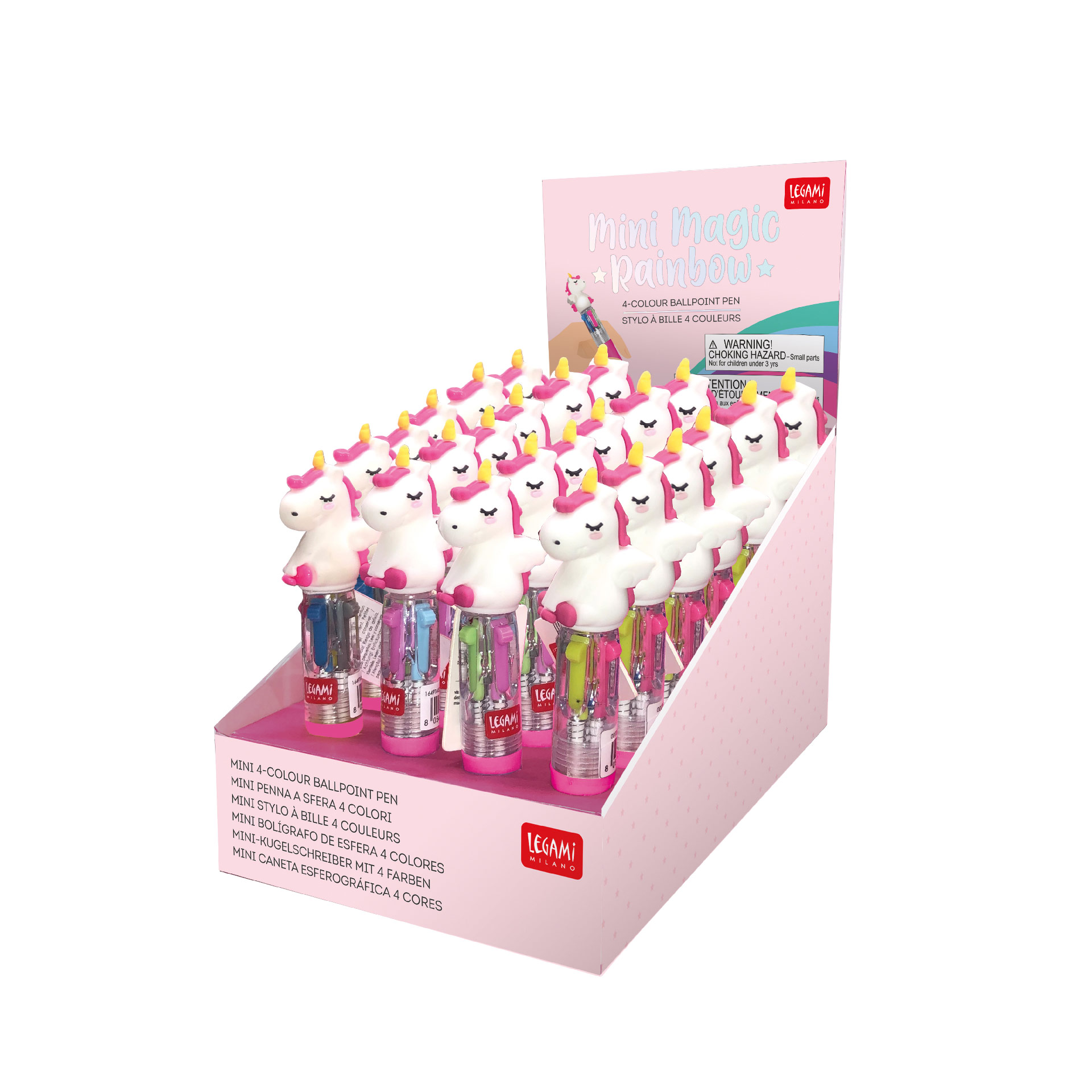 Legami Mini-Kugelschreiber mit 4 Farben Mini Magic Rainbow Einhorn
