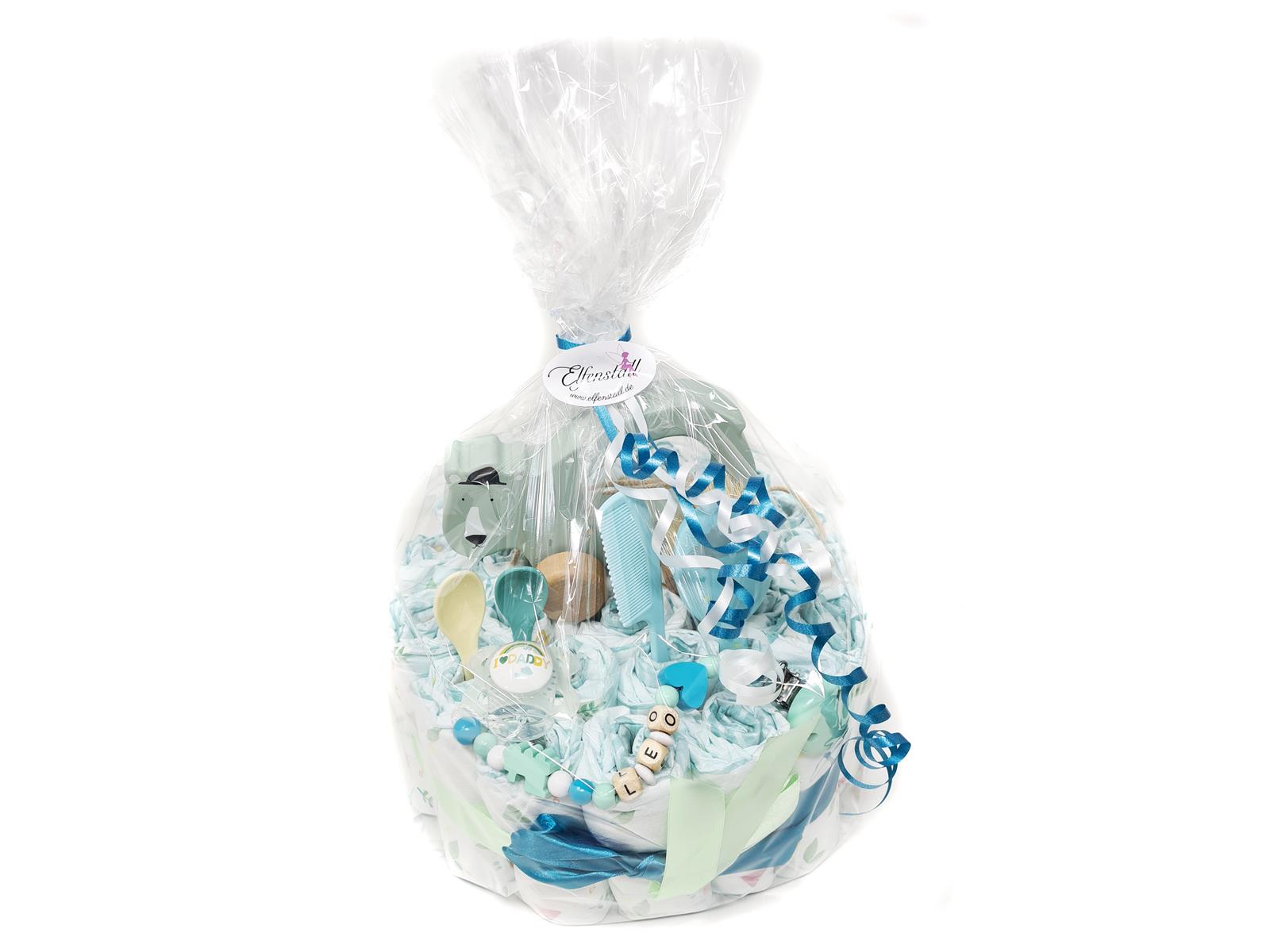 Elfenstall Windeltorte Pamperstorte mit süßem Nachziehtier Eisbär Elfenstall Windeltorte Pamperstorte mit süßem Nachziehtier Eisbär