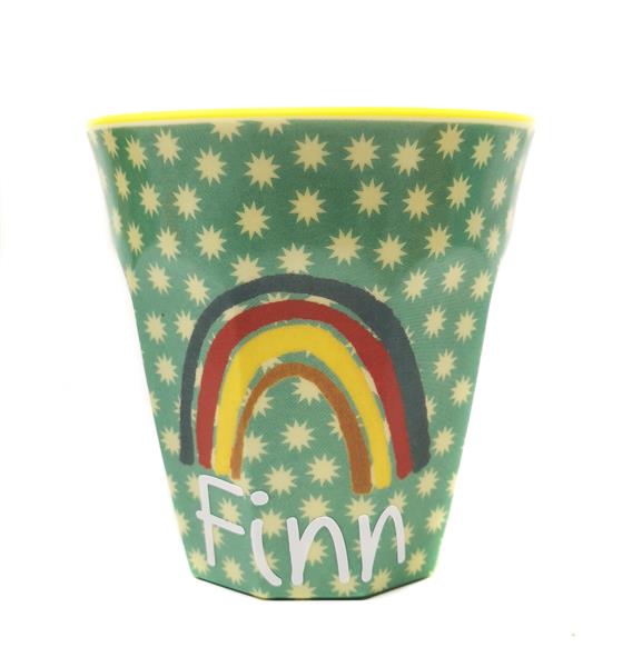 Elfenstall Rice Becher mit Wunsch-Namen personalisiert Medium Regenbogen Rainbow