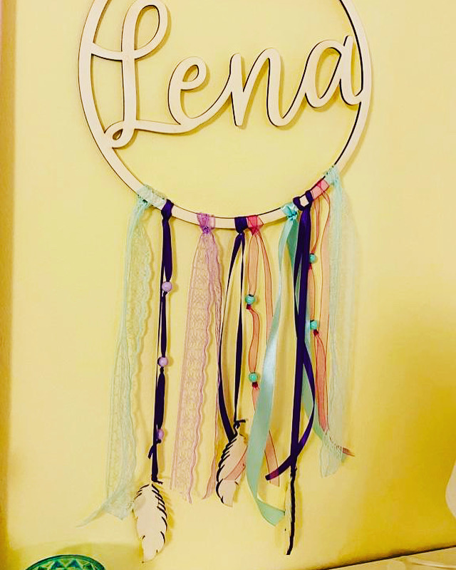 Personalisiertes Holzschild rund Traumfänger mit Wunschname zum Basteln 27 cm Personalisiertes Holzschild rund Traumfänger mit Wunschname zum Basteln 27 cm