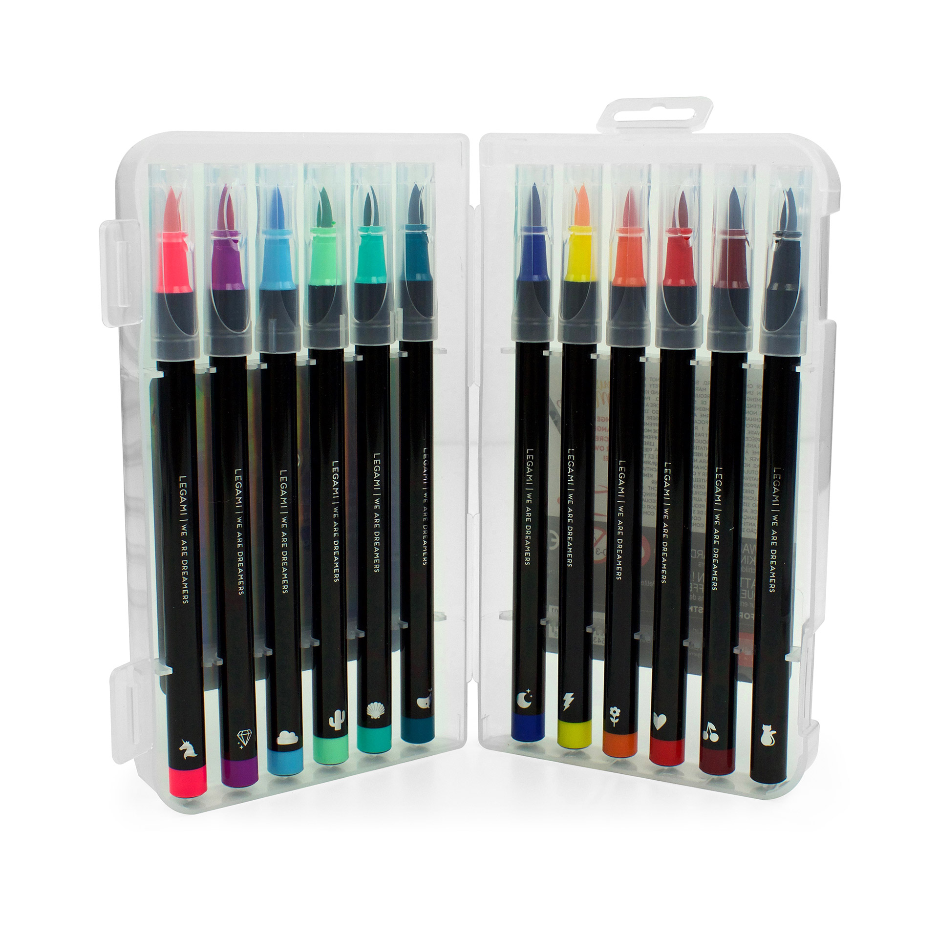 Legami Brush Markers Set mit 12 Pinselstiften Bright Colours