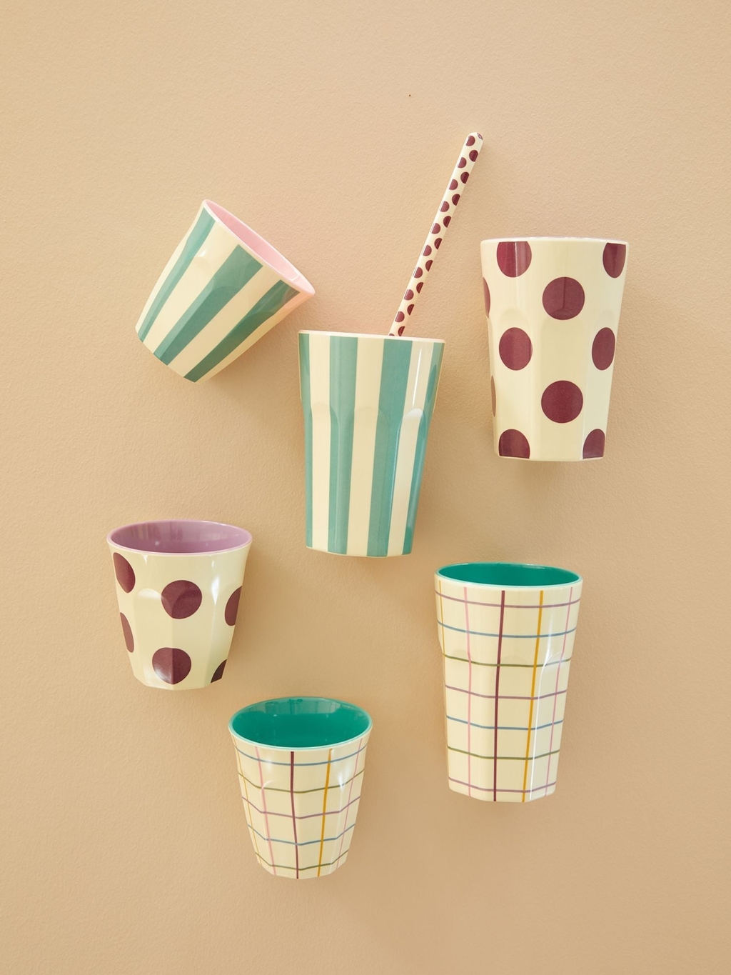 Rice Becher Melaminbecher aus 100% Melamin Check Print tall