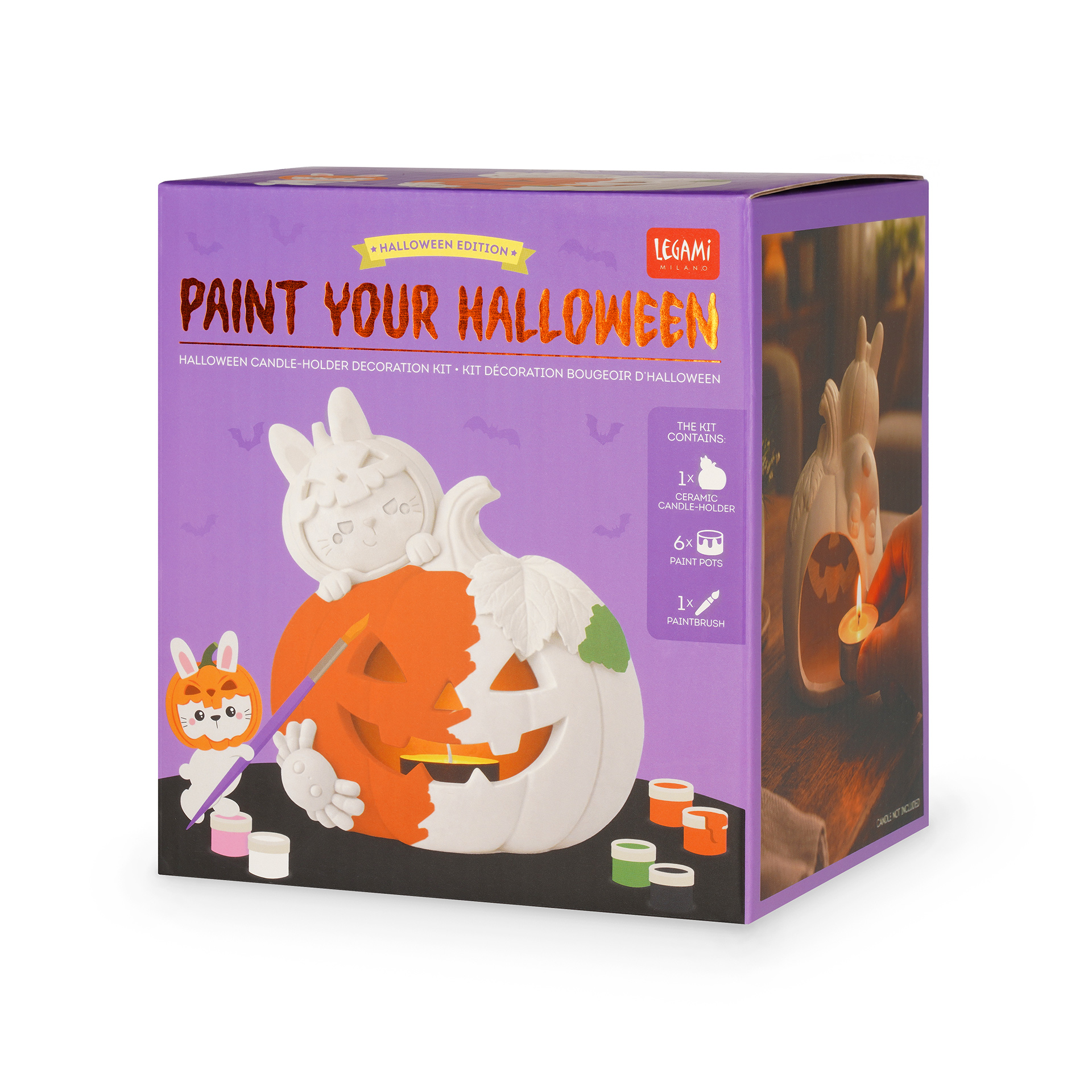Legami Halloween Kerzenhalter Deko Set Paint your Halloween Bunny
